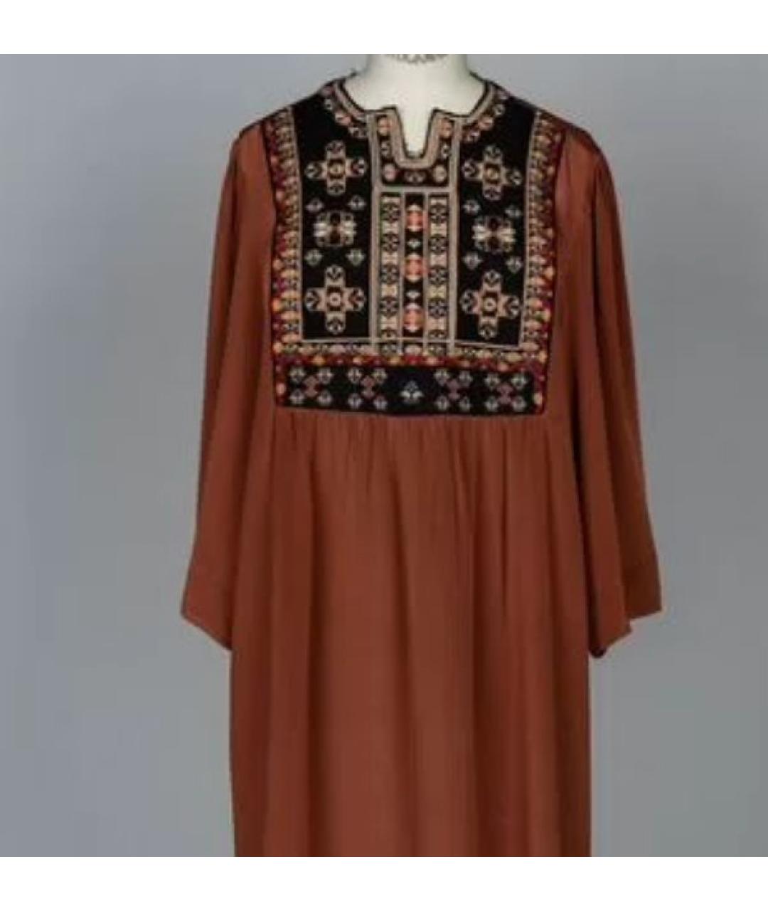 ISABEL MARANT Коричневое шелковое повседневное платье, фото 3