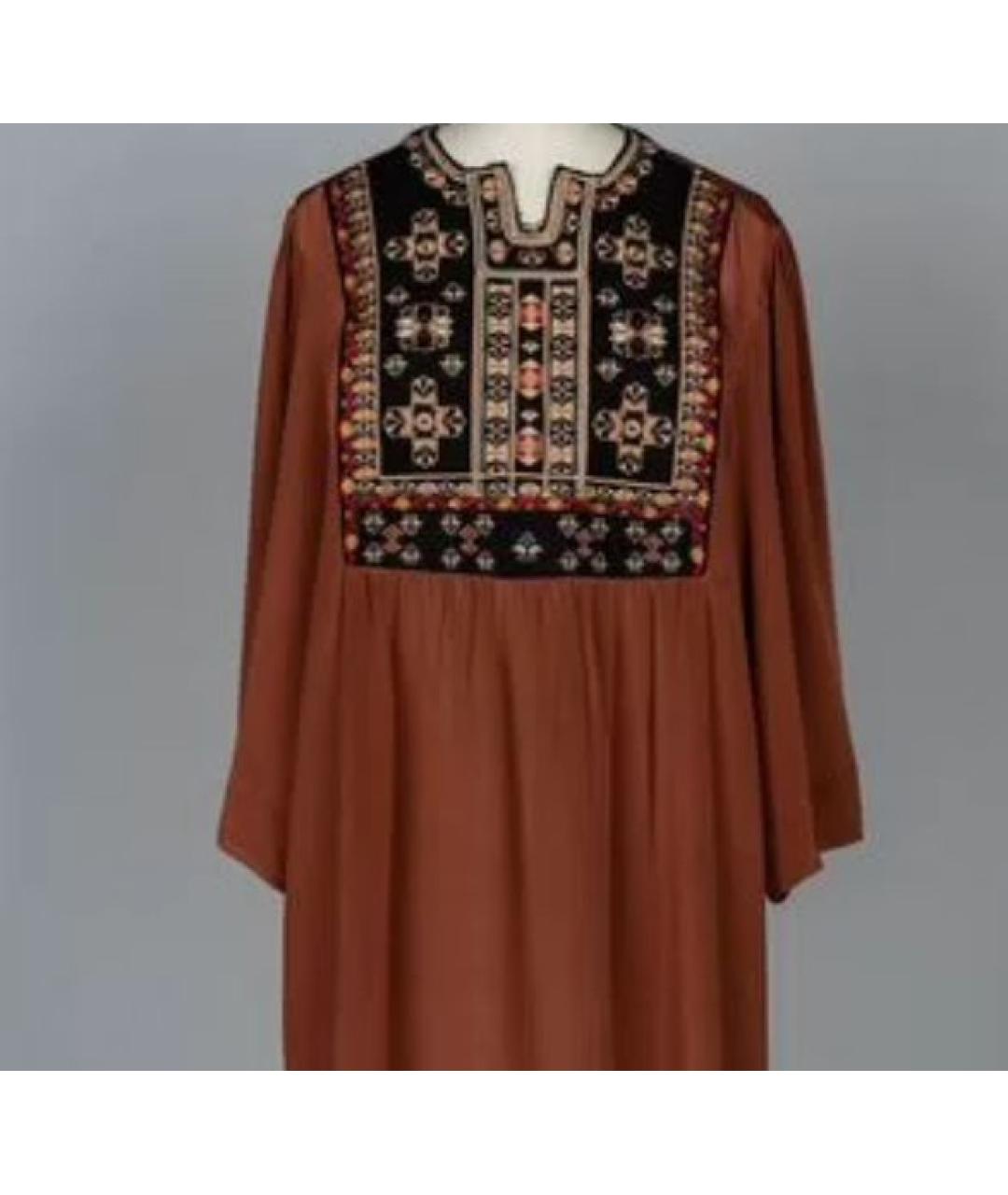 ISABEL MARANT Коричневое шелковое повседневное платье, фото 4