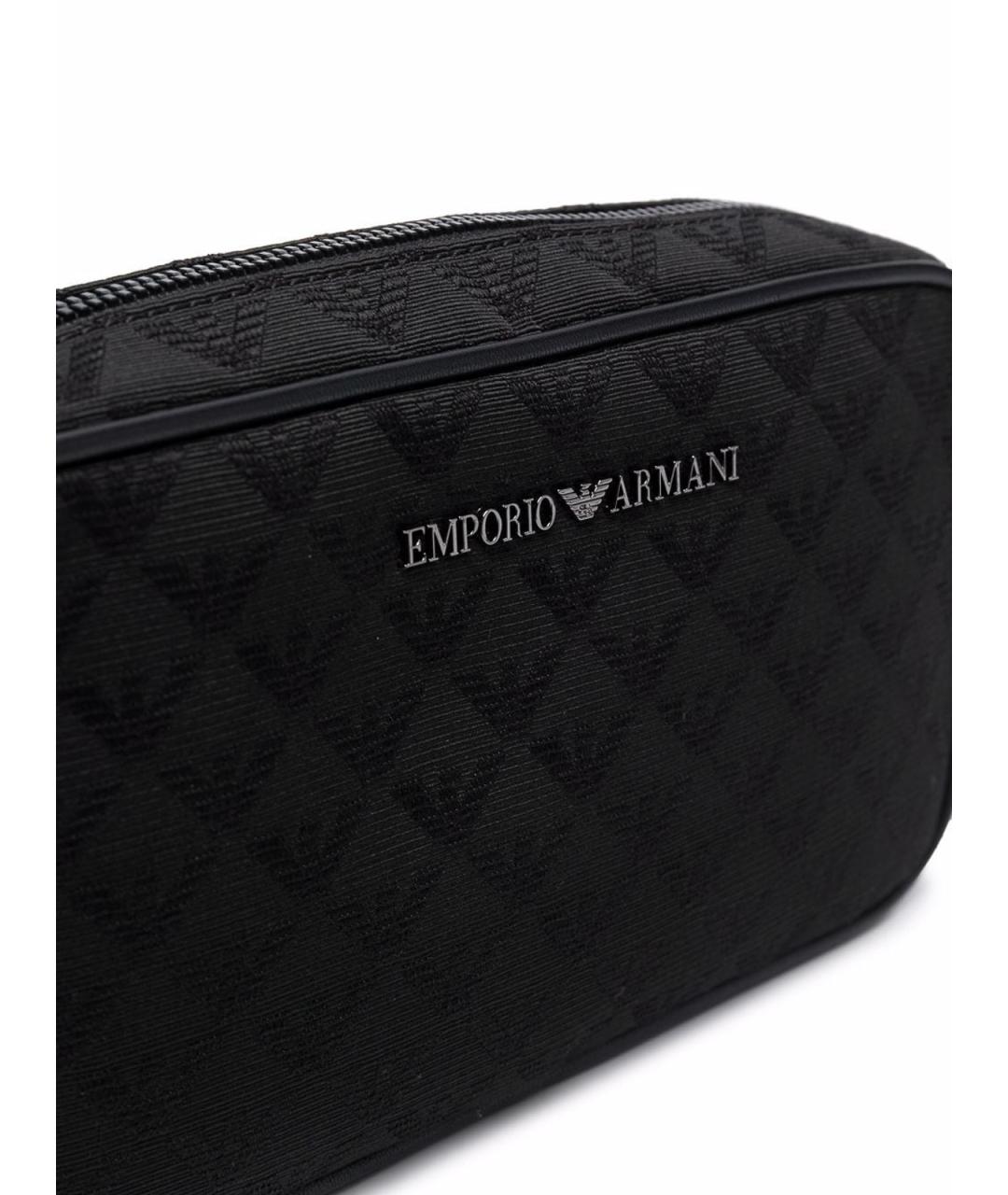 EMPORIO ARMANI Черная тканевая косметичка, фото 3