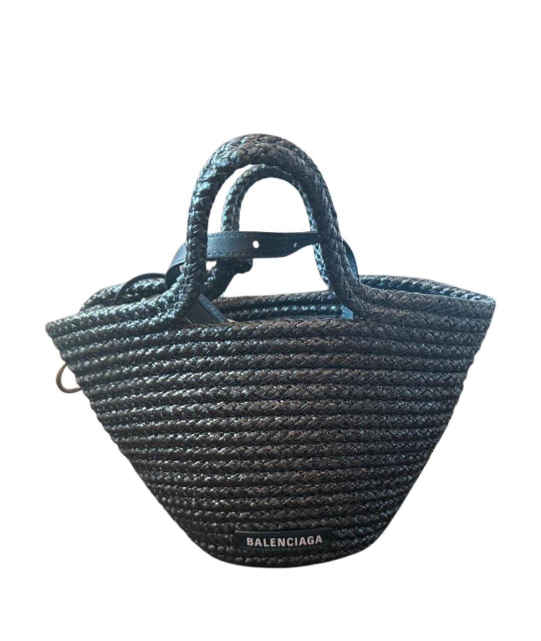 BALENCIAGA Темно-синяя плетеная пляжная сумка, фото 1