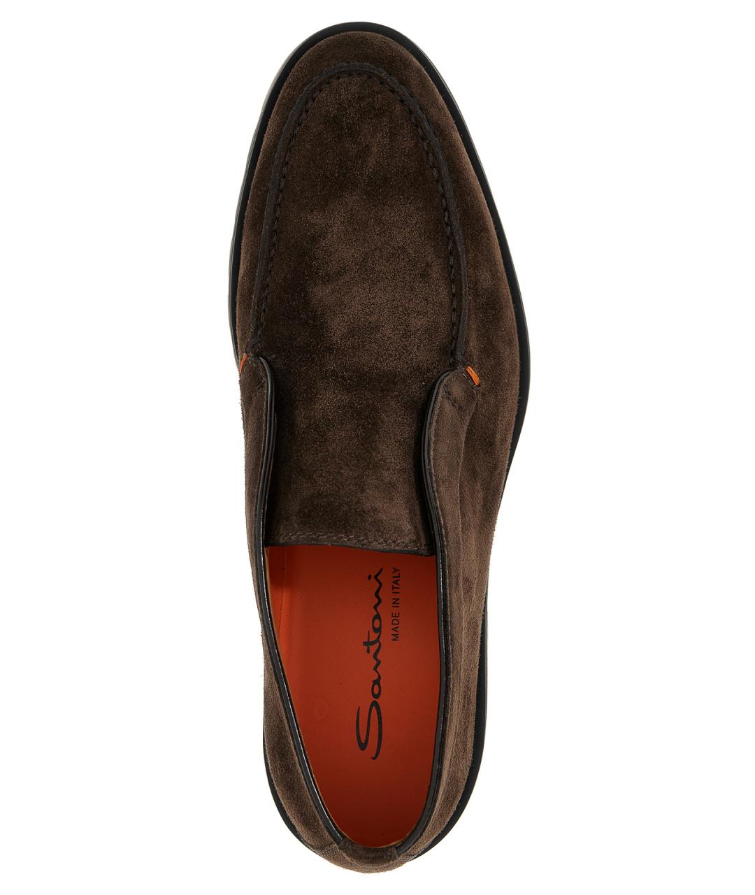 SANTONI Коричневые замшевые низкие ботинки, фото 3