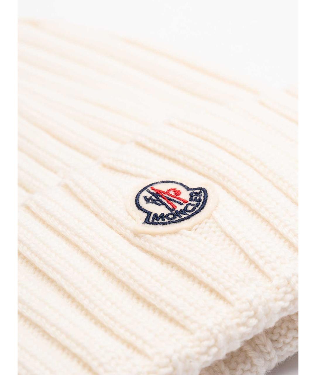 MONCLER Белая шерстяная шапка, фото 2