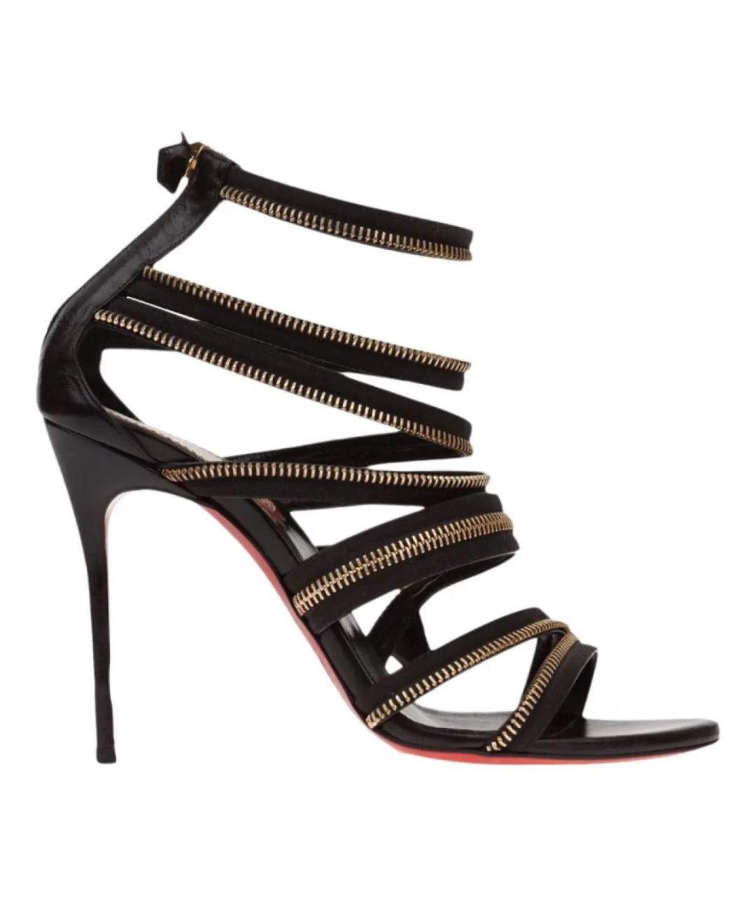 CHRISTIAN LOUBOUTIN Черные кожаные босоножки, фото 1