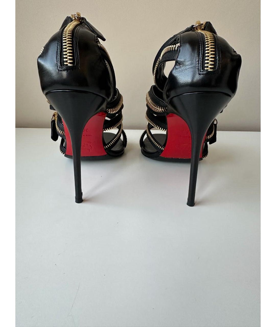 CHRISTIAN LOUBOUTIN Черные кожаные босоножки, фото 7