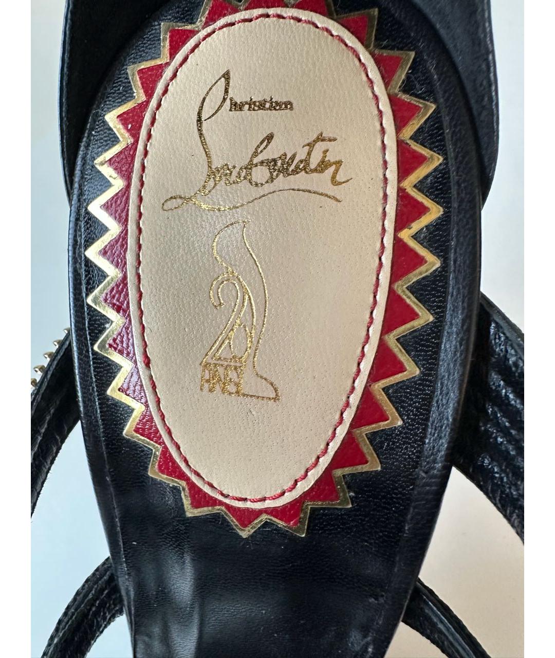 CHRISTIAN LOUBOUTIN Черные кожаные босоножки, фото 8