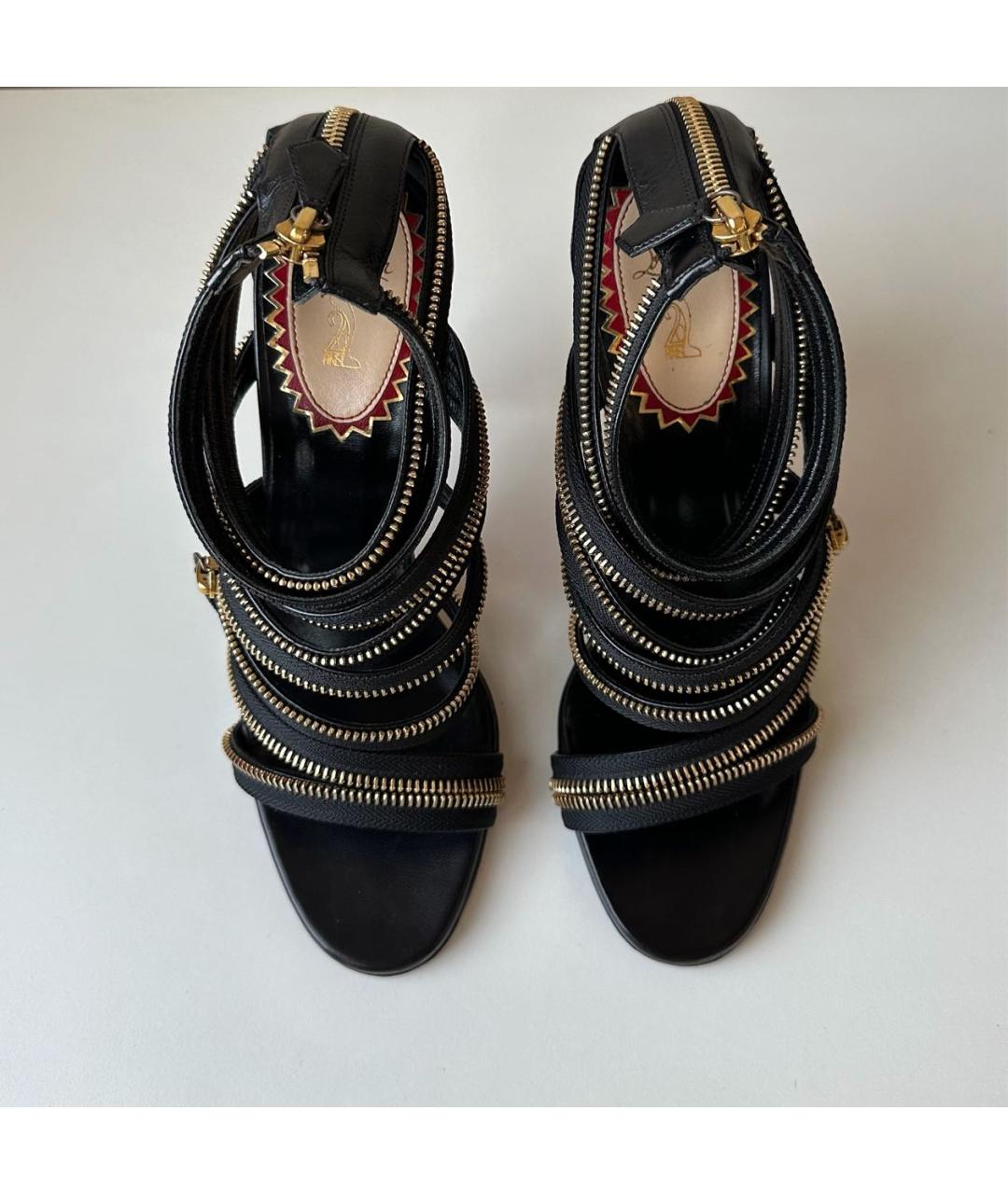 CHRISTIAN LOUBOUTIN Черные кожаные босоножки, фото 2