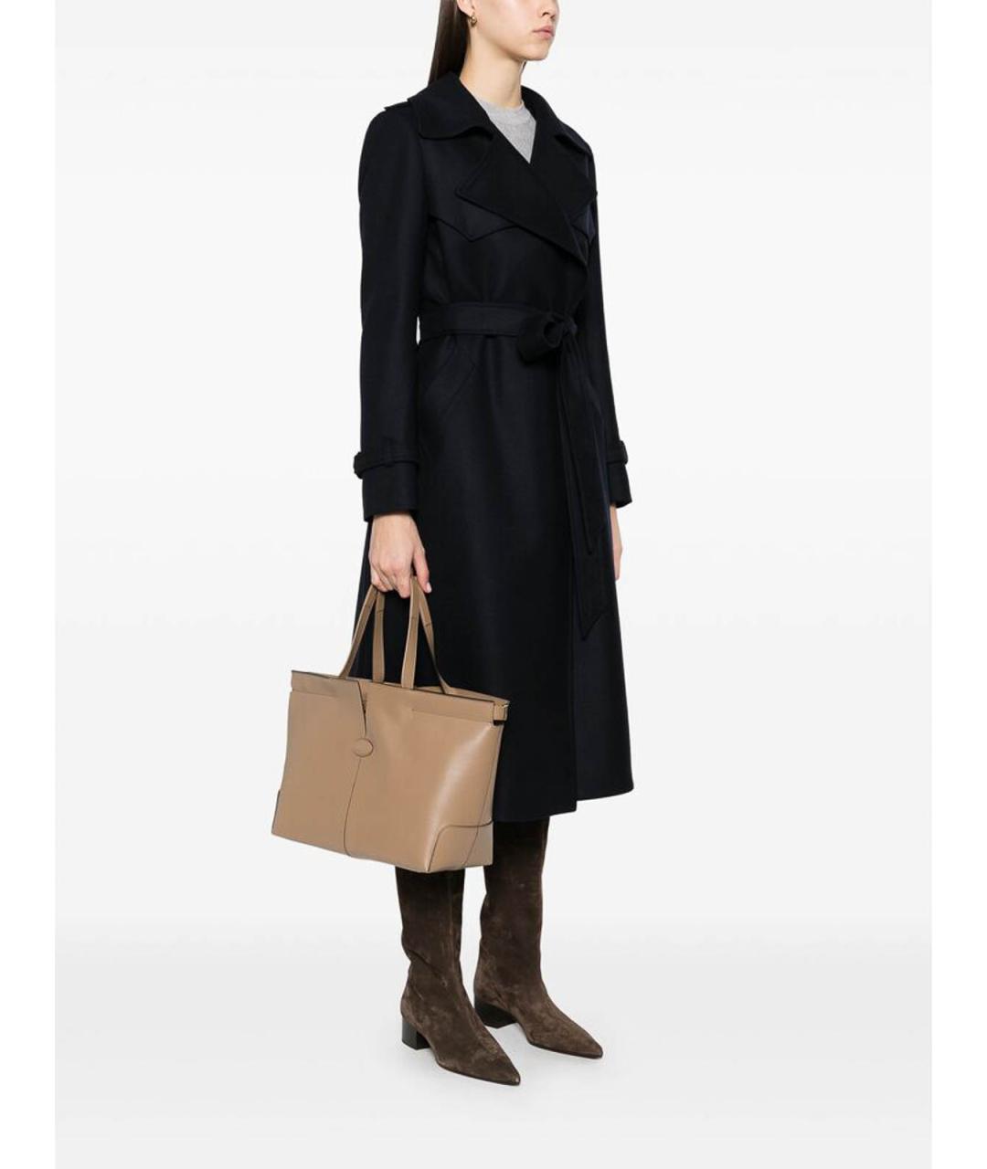 TOD'S Бежевая кожаная сумка тоут, фото 3