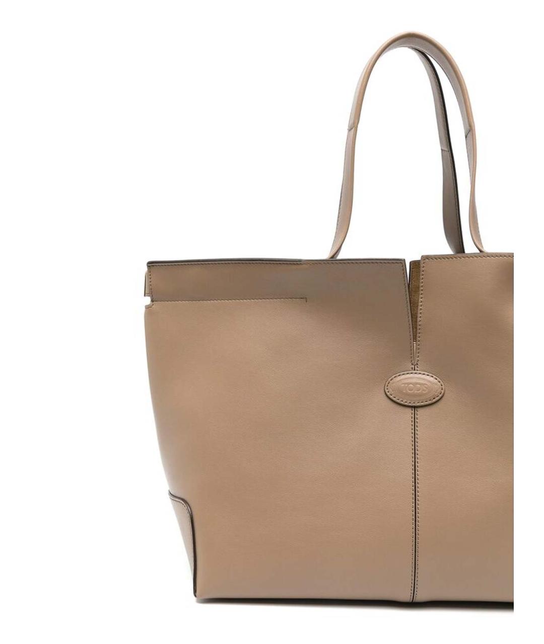 TOD'S Бежевая кожаная сумка тоут, фото 4