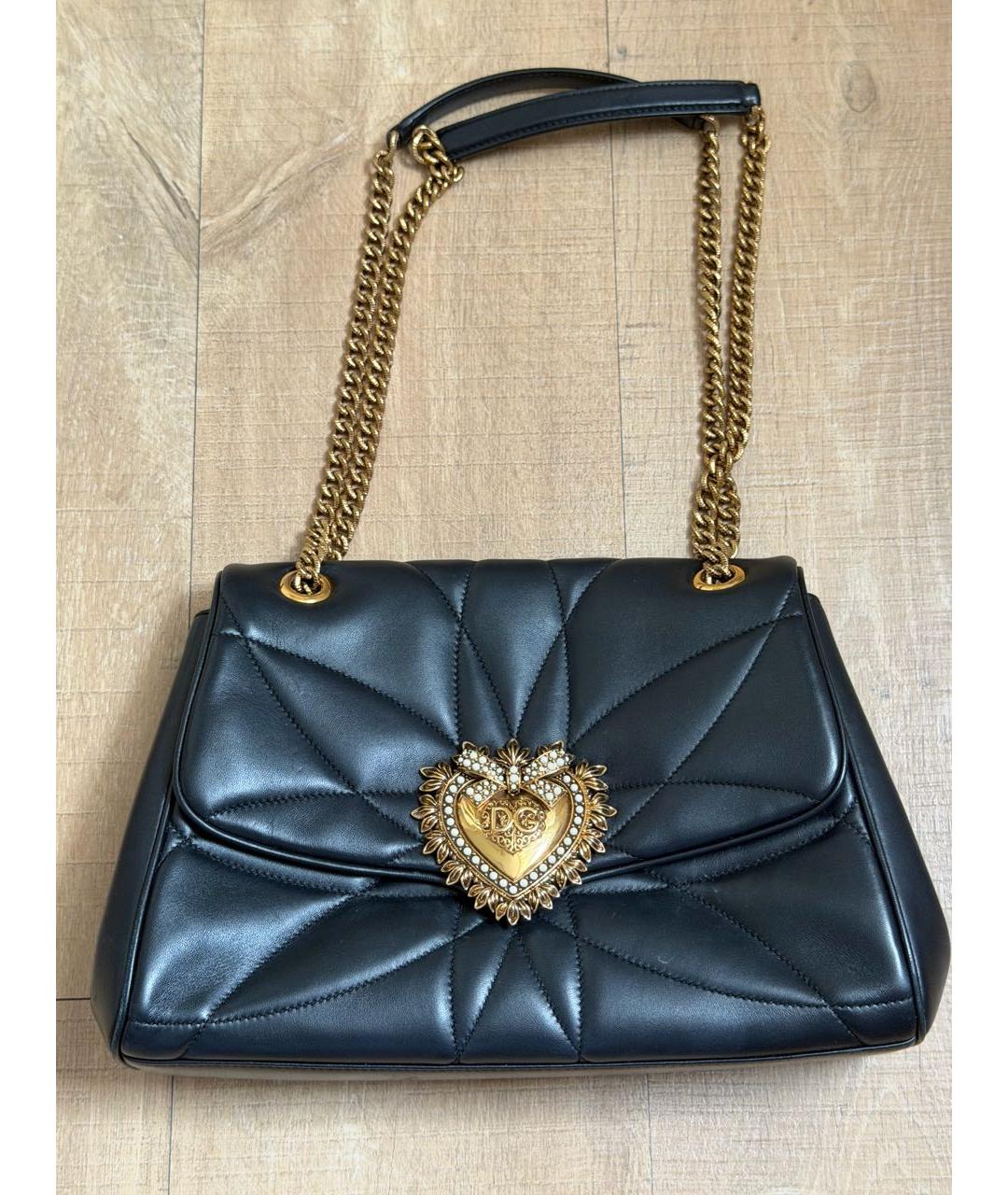 DOLCE&GABBANA Черная кожаная сумка через плечо, фото 5