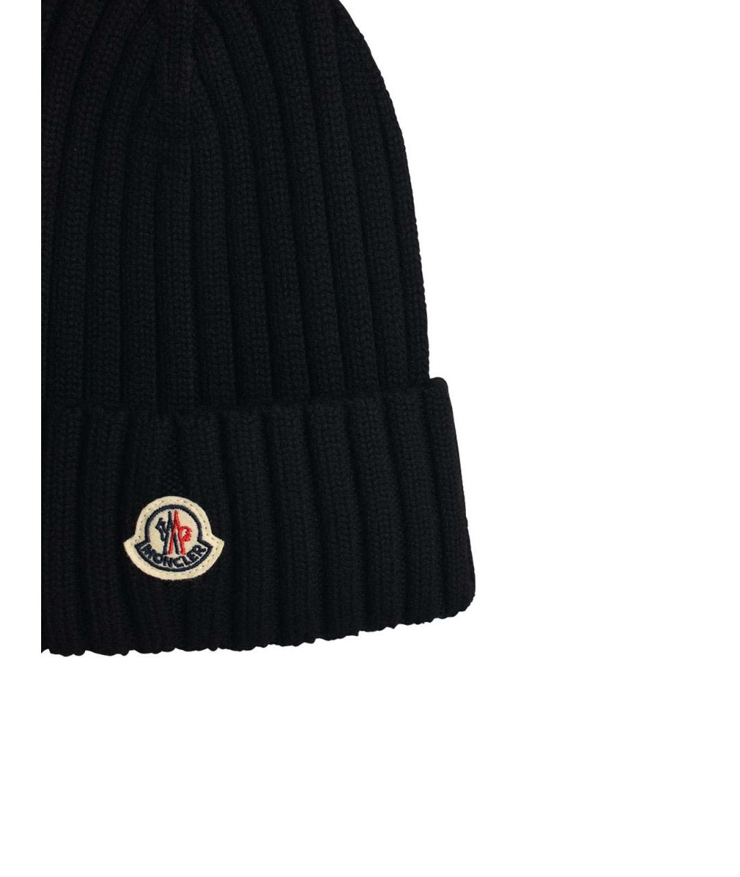 MONCLER Черная шерстяная шапка, фото 3