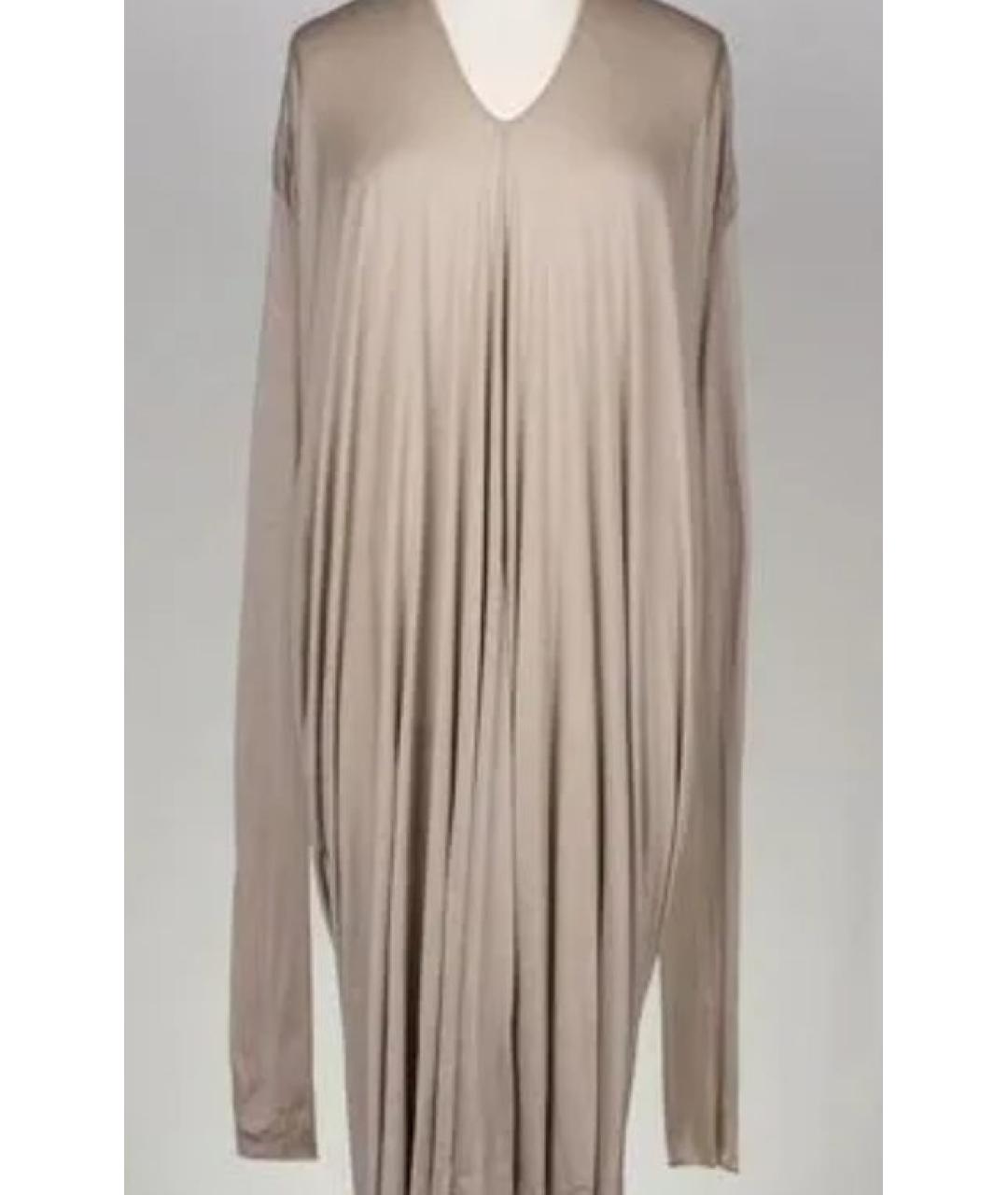 RICK OWENS Бежевое шелковое повседневное платье, фото 3