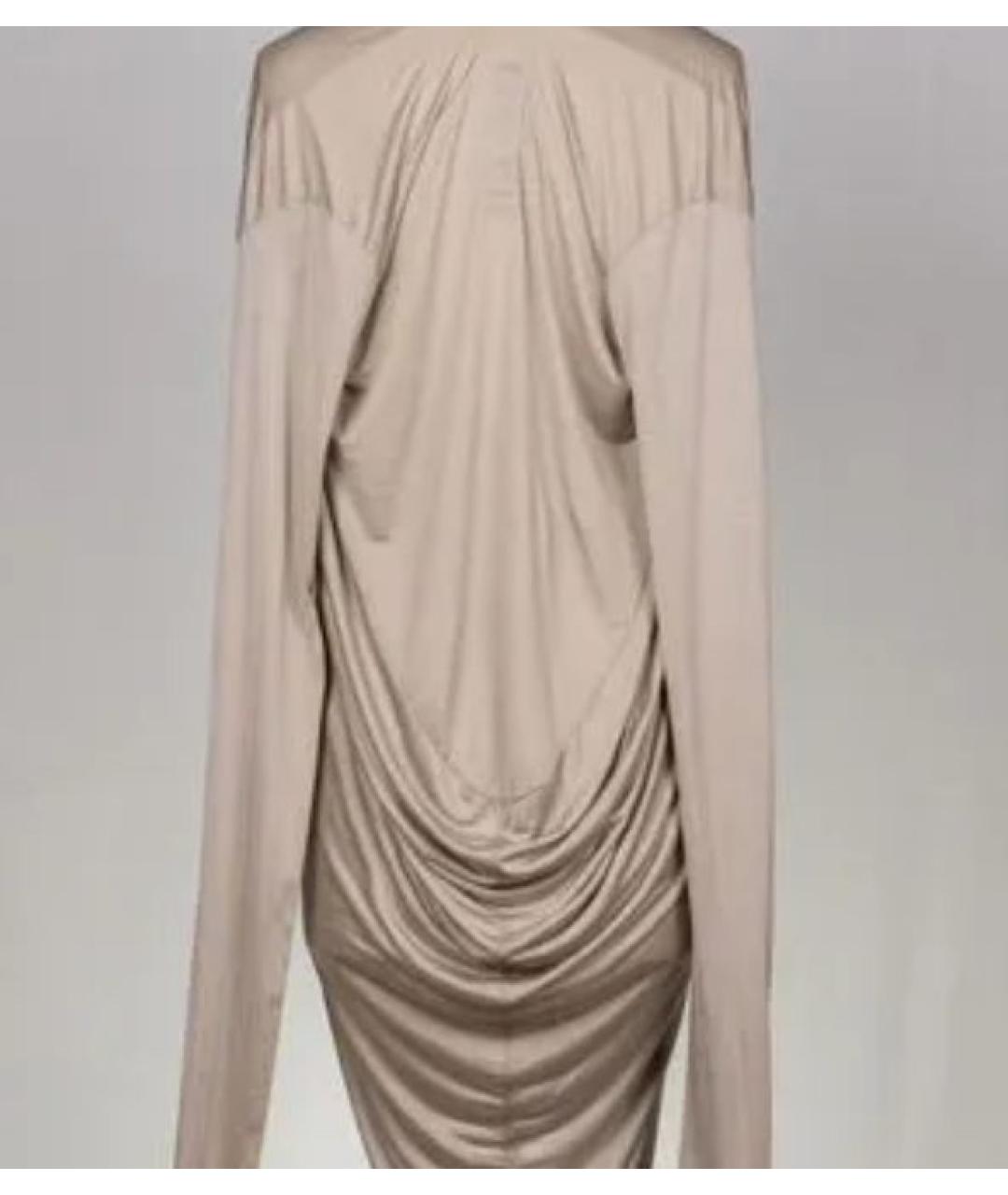 RICK OWENS Бежевое шелковое повседневное платье, фото 4