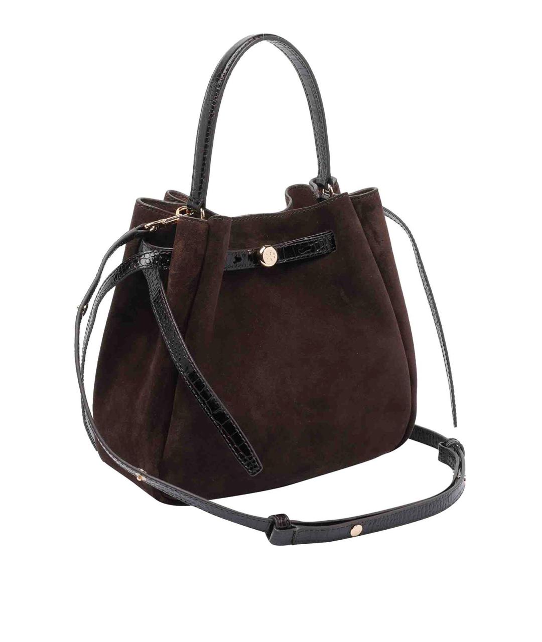 TORY BURCH Коричневая замшевая сумка с короткими ручками, фото 2