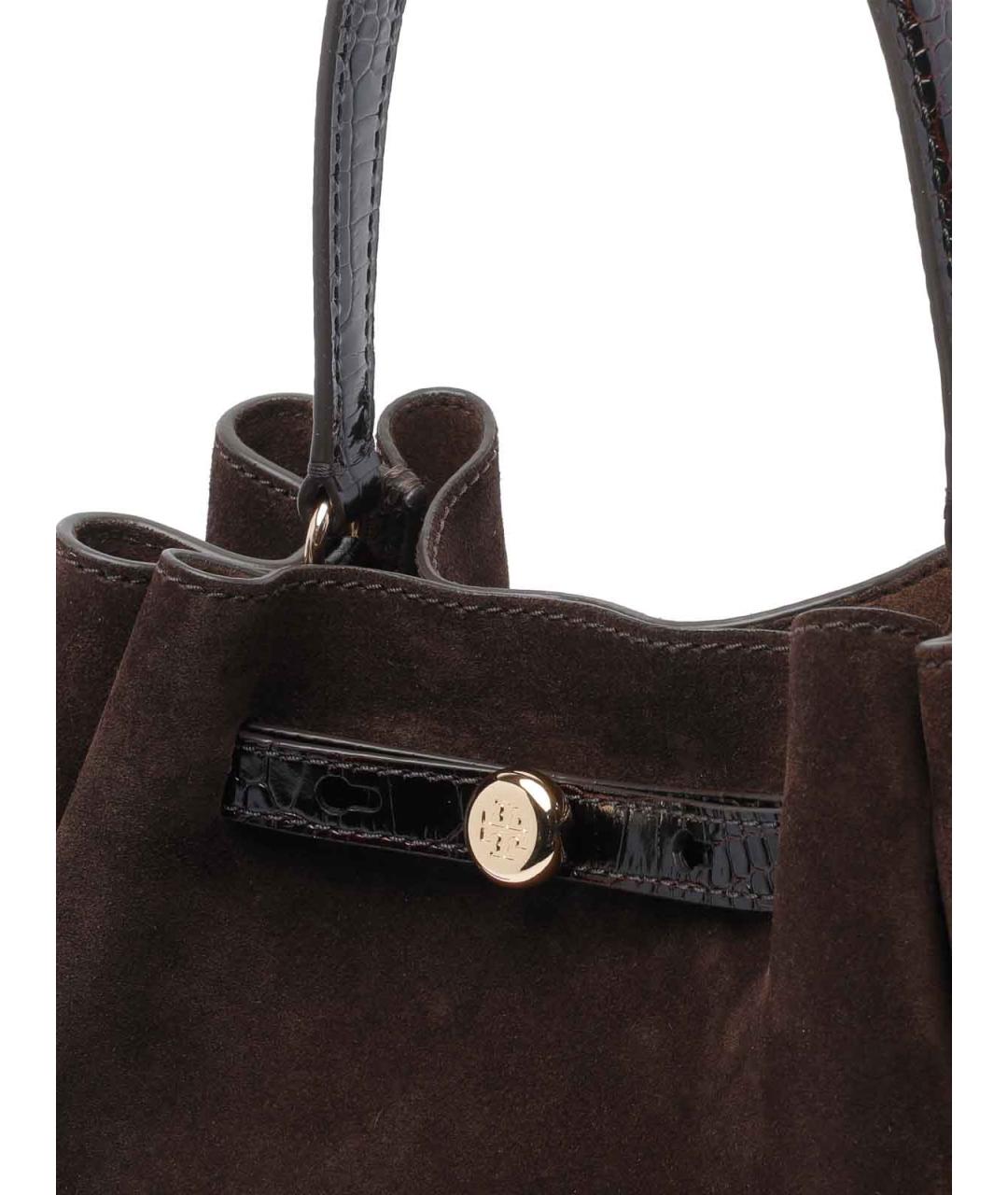 TORY BURCH Коричневая замшевая сумка с короткими ручками, фото 4