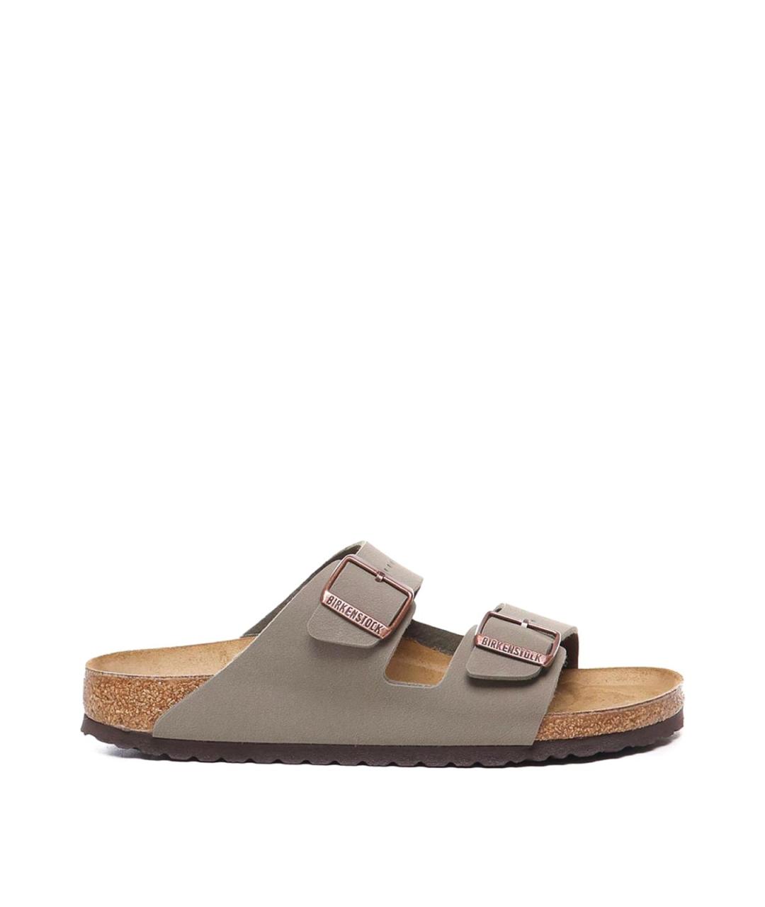 BIRKENSTOCK Серые кожаные сандалии, фото 1