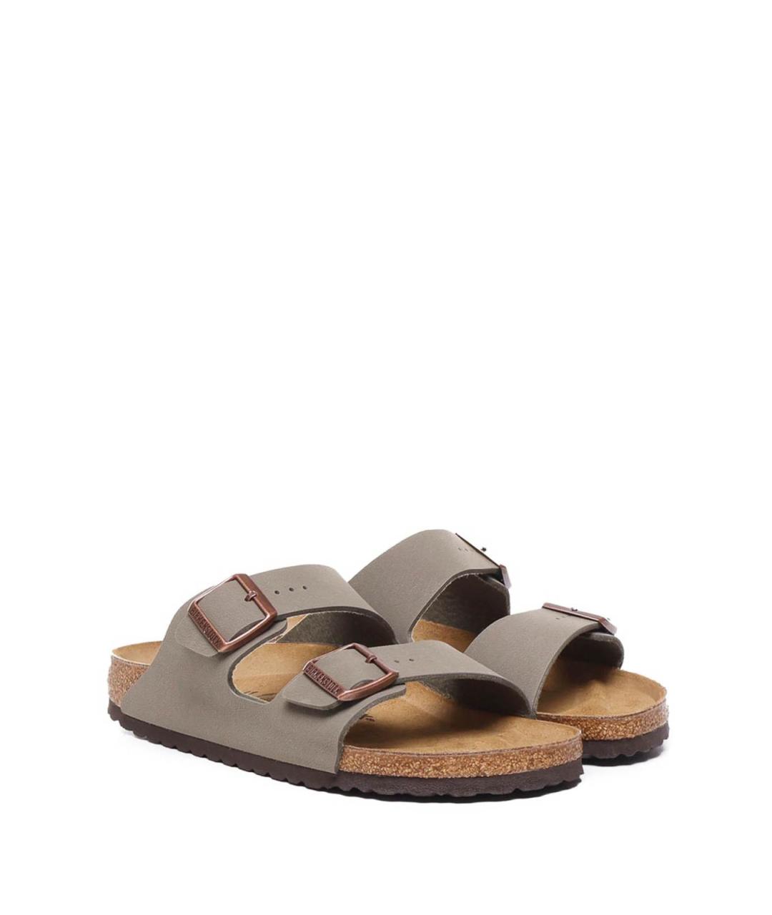 BIRKENSTOCK Серые кожаные сандалии, фото 5