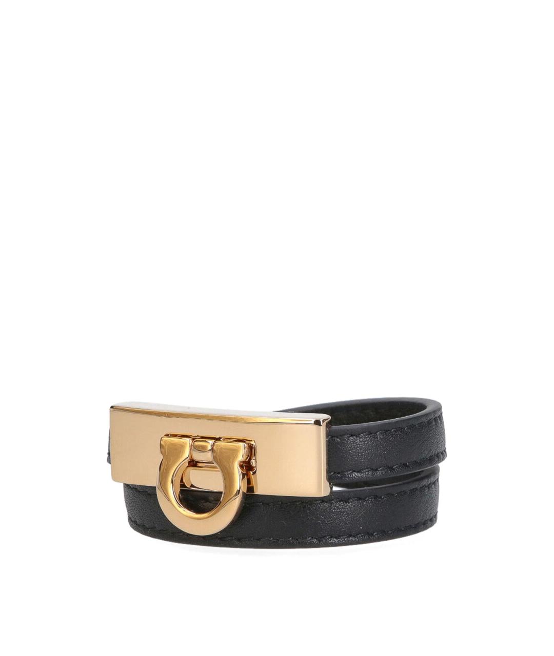 FERRAGAMO Черный кожаный браслет, фото 2