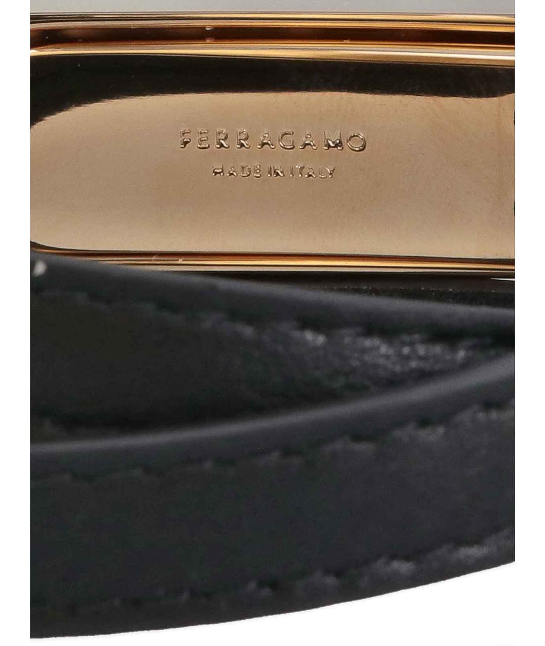 FERRAGAMO Черный кожаный браслет, фото 3