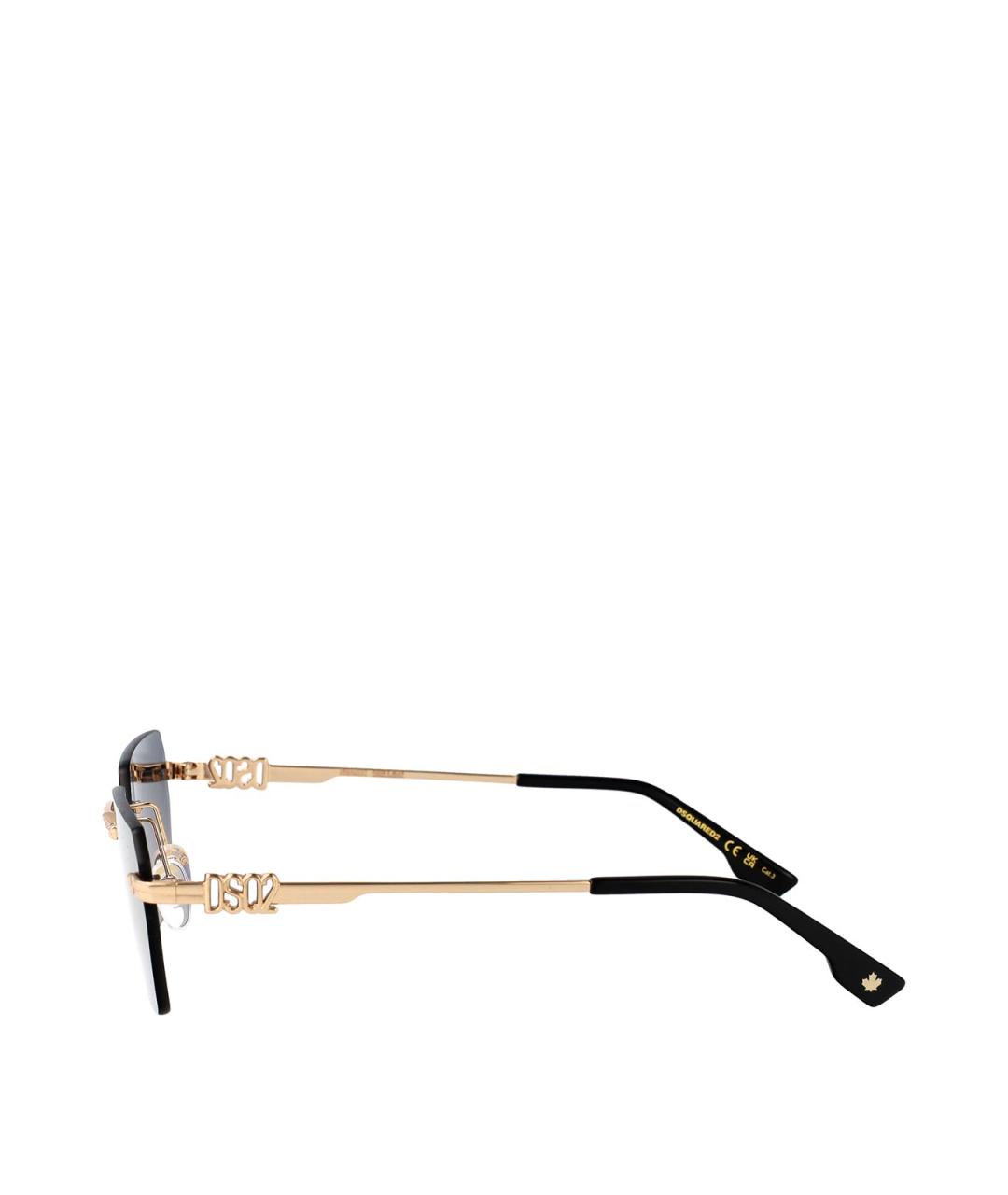 DSQUARED2 Золотые металлические солнцезащитные очки, фото 3