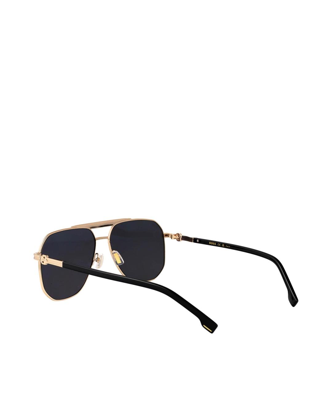 HUGO BOSS Золотые металлические солнцезащитные очки, фото 4