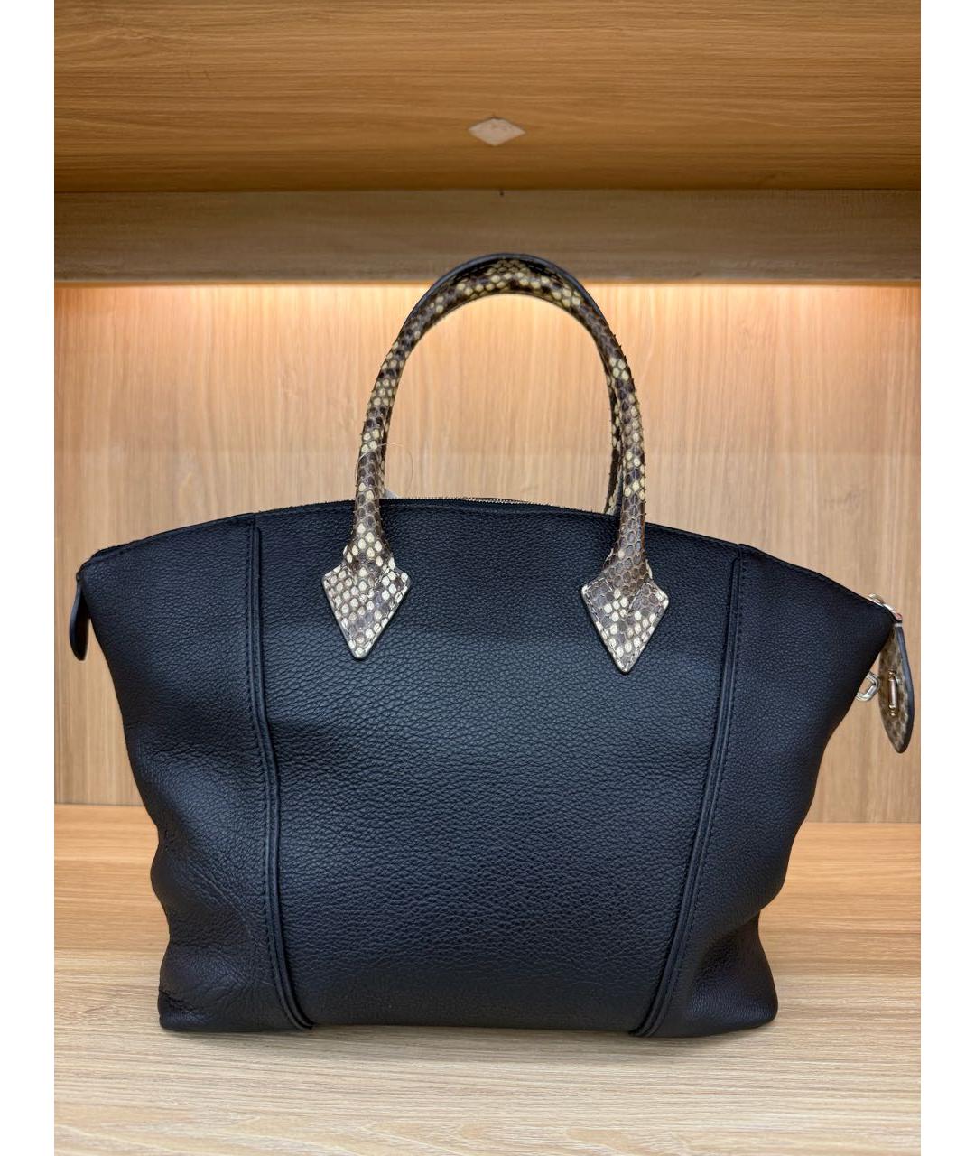LOUIS VUITTON Черная кожаная сумка с короткими ручками, фото 2