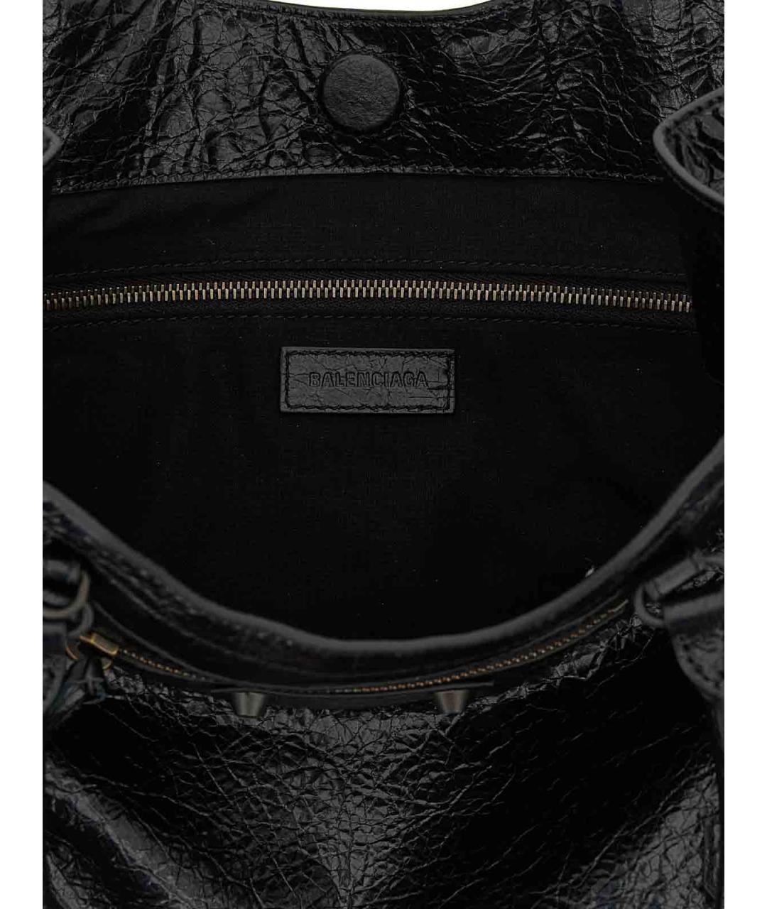 BALENCIAGA Черная кожаная сумка тоут, фото 4