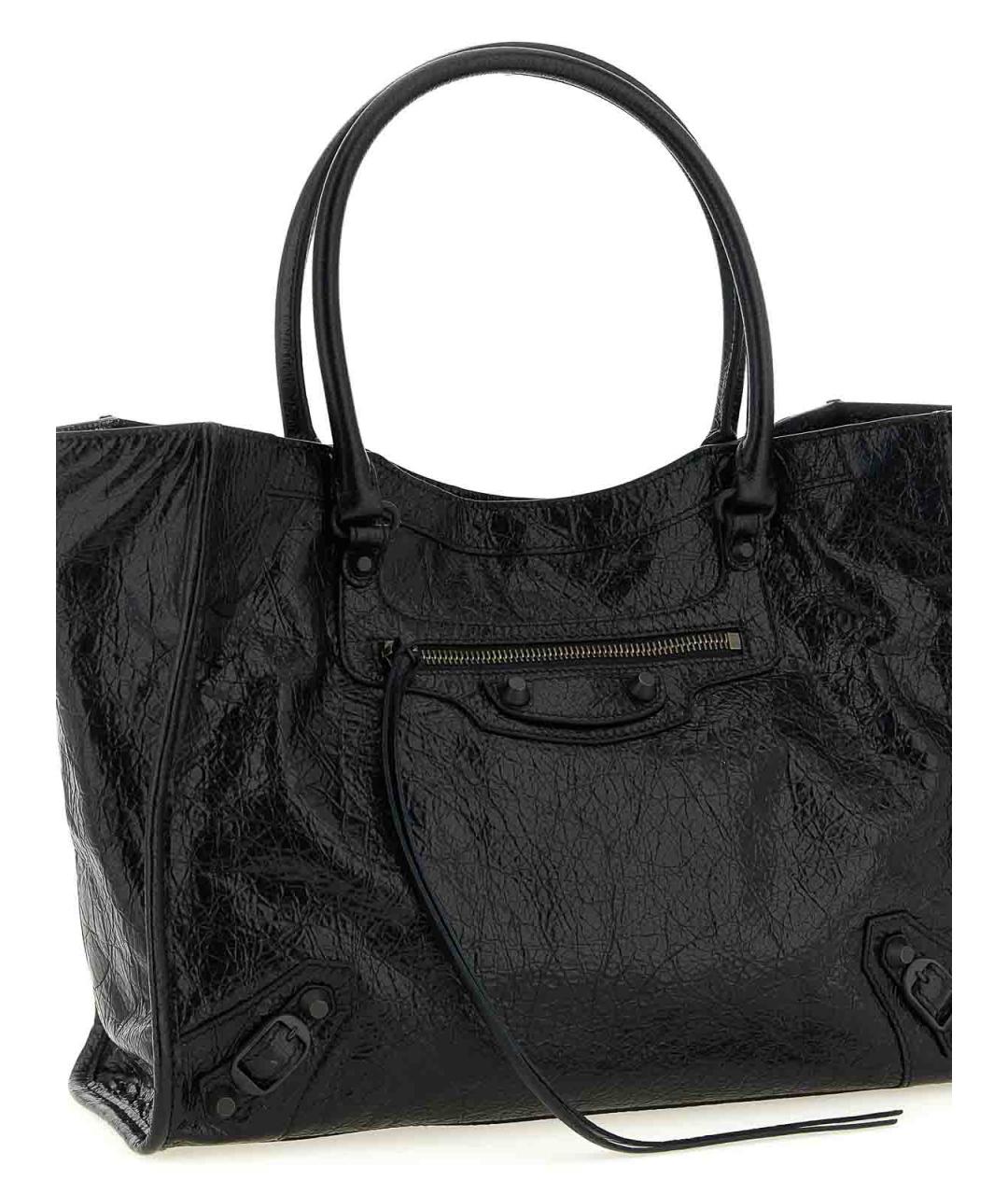 BALENCIAGA Черная кожаная сумка тоут, фото 3