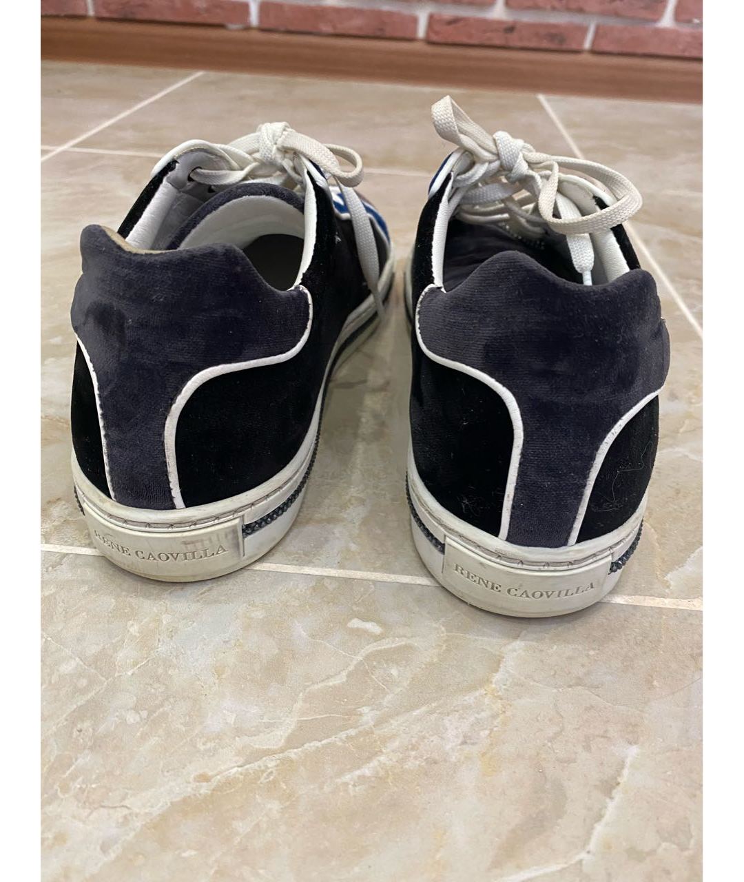 RENE CAOVILLA Синие бархатные кроссовки, фото 4
