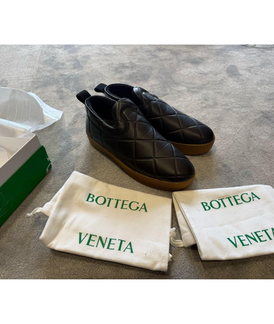 BOTTEGA VENETA Черные кожаные слипоны, фото 5