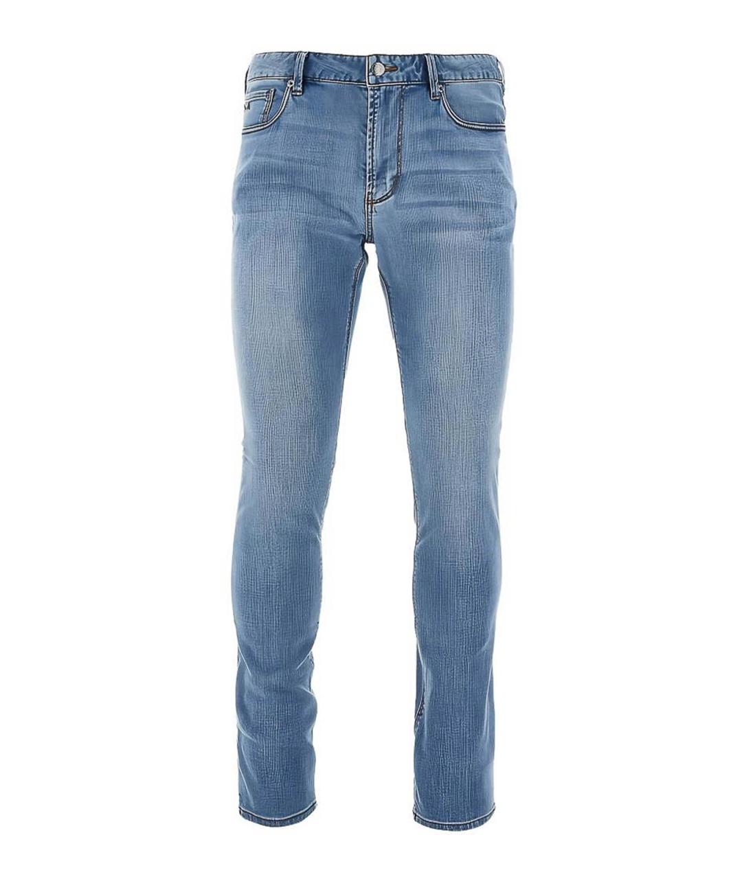 EMPORIO ARMANI Голубые хлопко-полиэстеровые джинсы скинни, фото 1