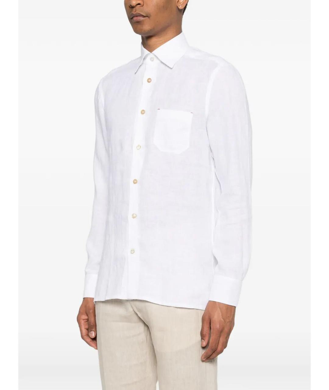 KITON Белая льняная классическая рубашка, фото 4