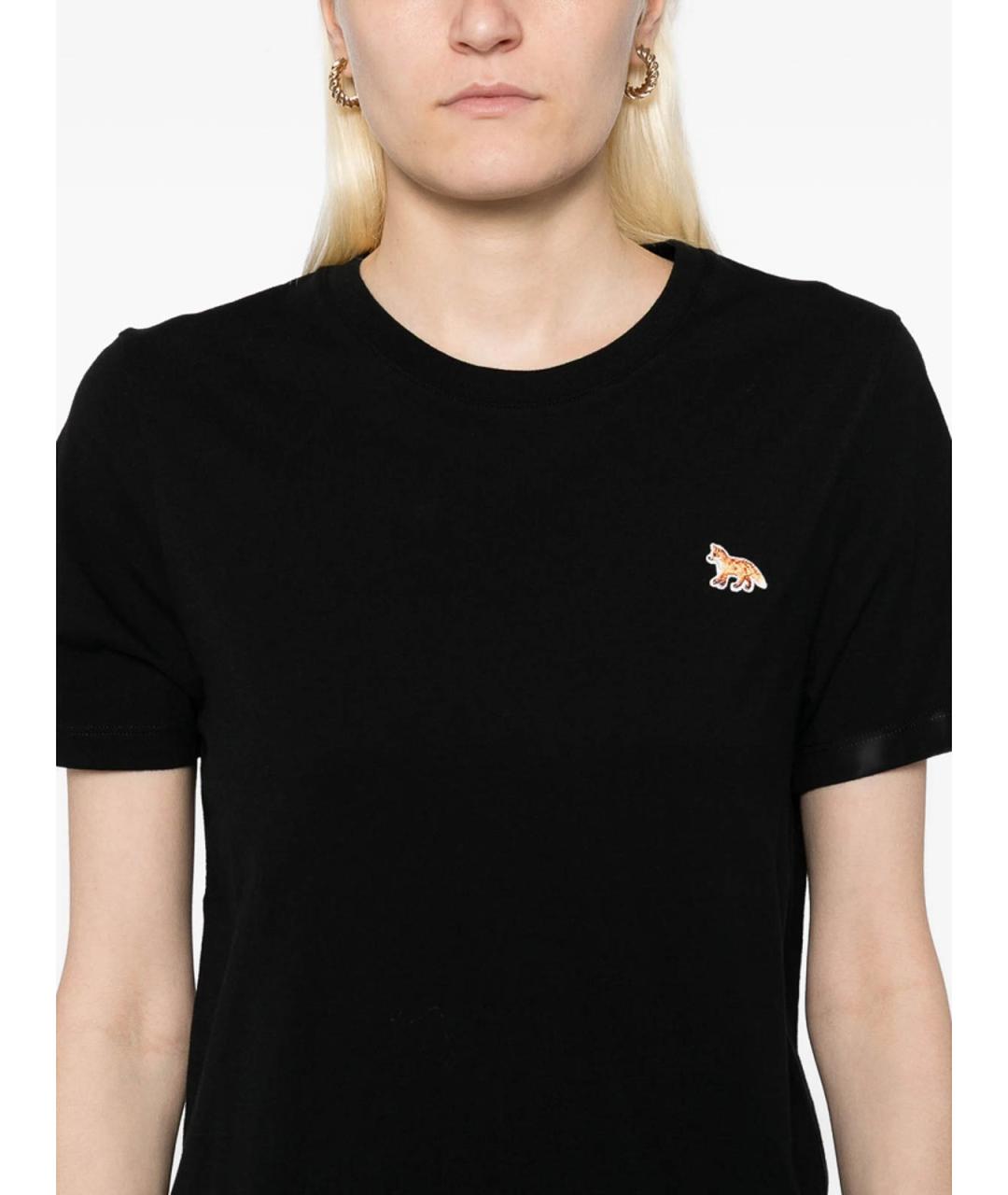 MAISON KITSUNE Черная хлопковая футболка, фото 3