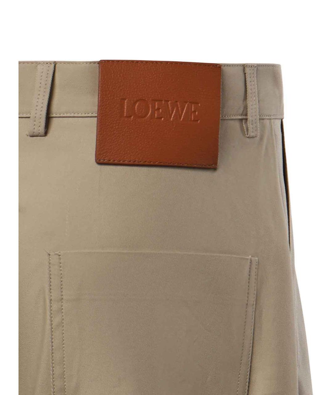 LOEWE Бежевые хлопковые брюки широкие, фото 3