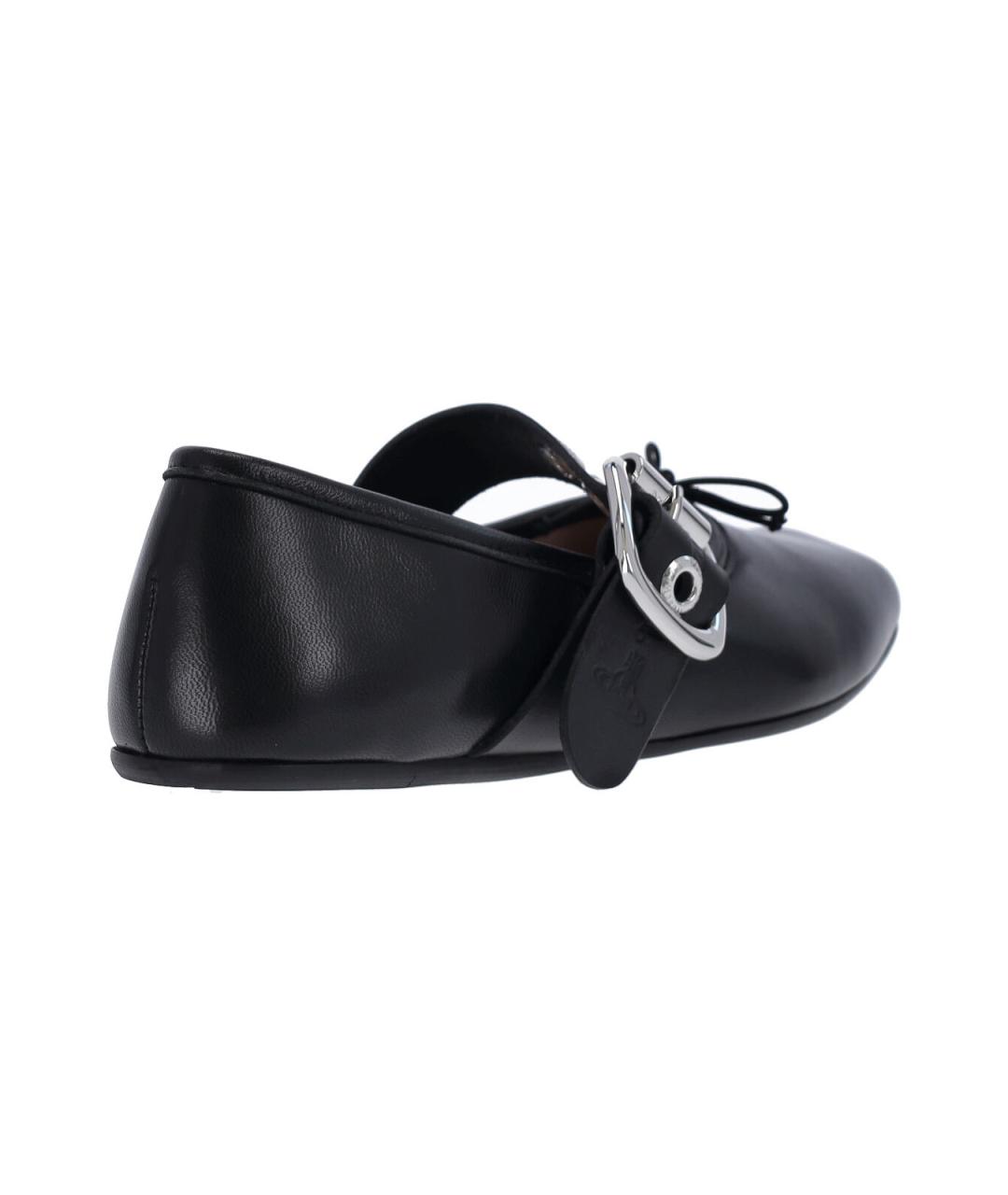 VIVIENNE WESTWOOD Черные кожаные балетки, фото 4