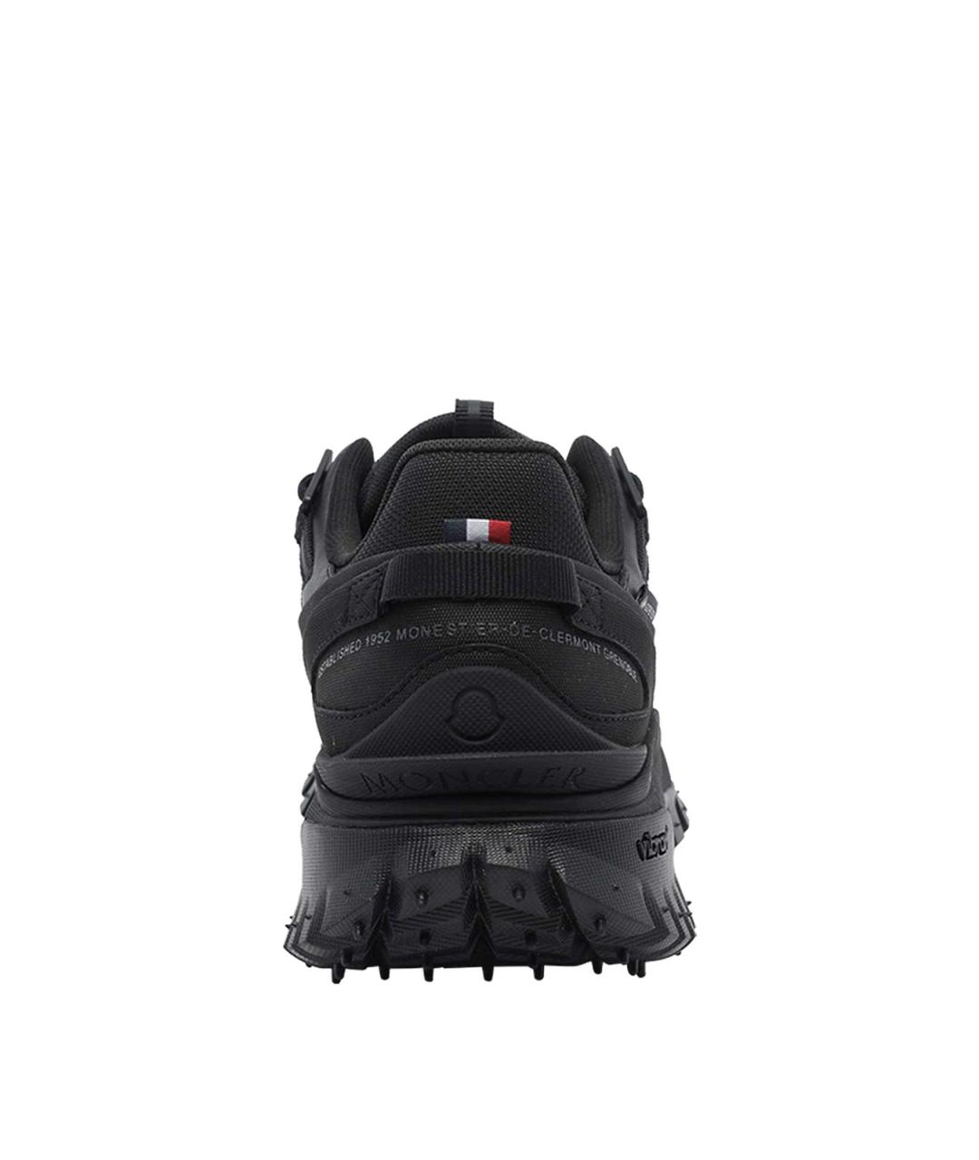 MONCLER Черные текстильные низкие кроссовки / кеды, фото 4