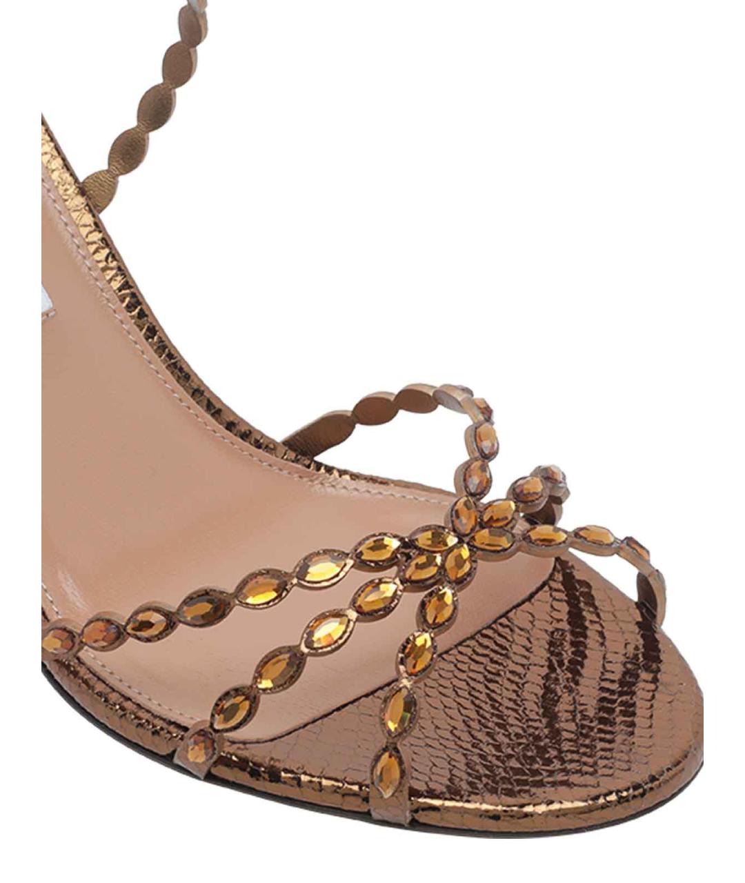 AQUAZZURA Коричневые кожаные босоножки, фото 4