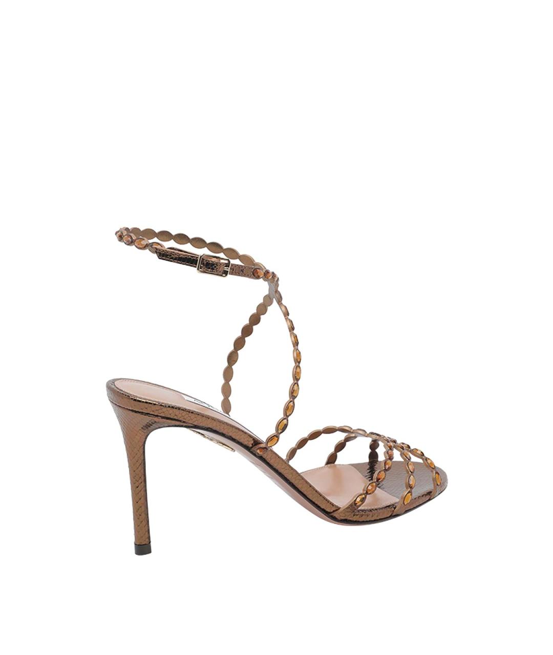 AQUAZZURA Коричневые кожаные босоножки, фото 3