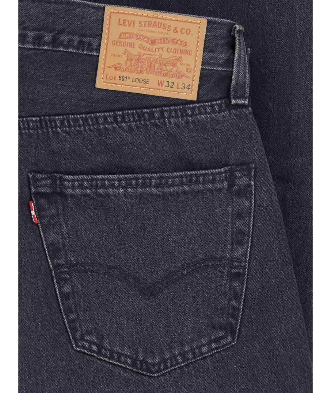 LEVI'S Черные хлопковые прямые джинсы, фото 5
