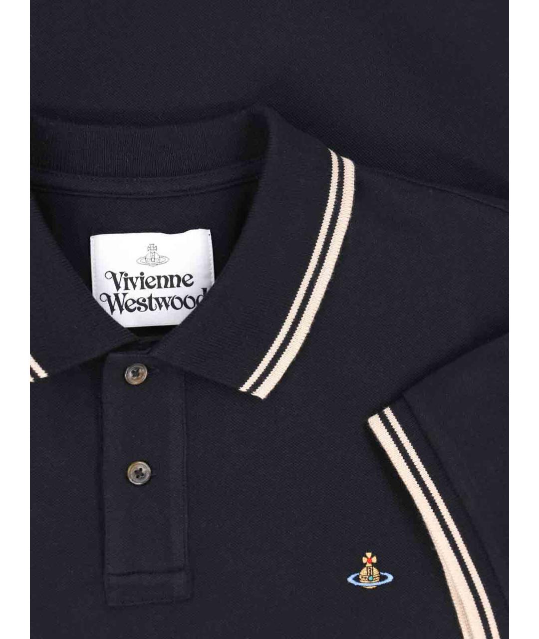 VIVIENNE WESTWOOD Черное хлопковое поло с коротким рукавом, фото 3