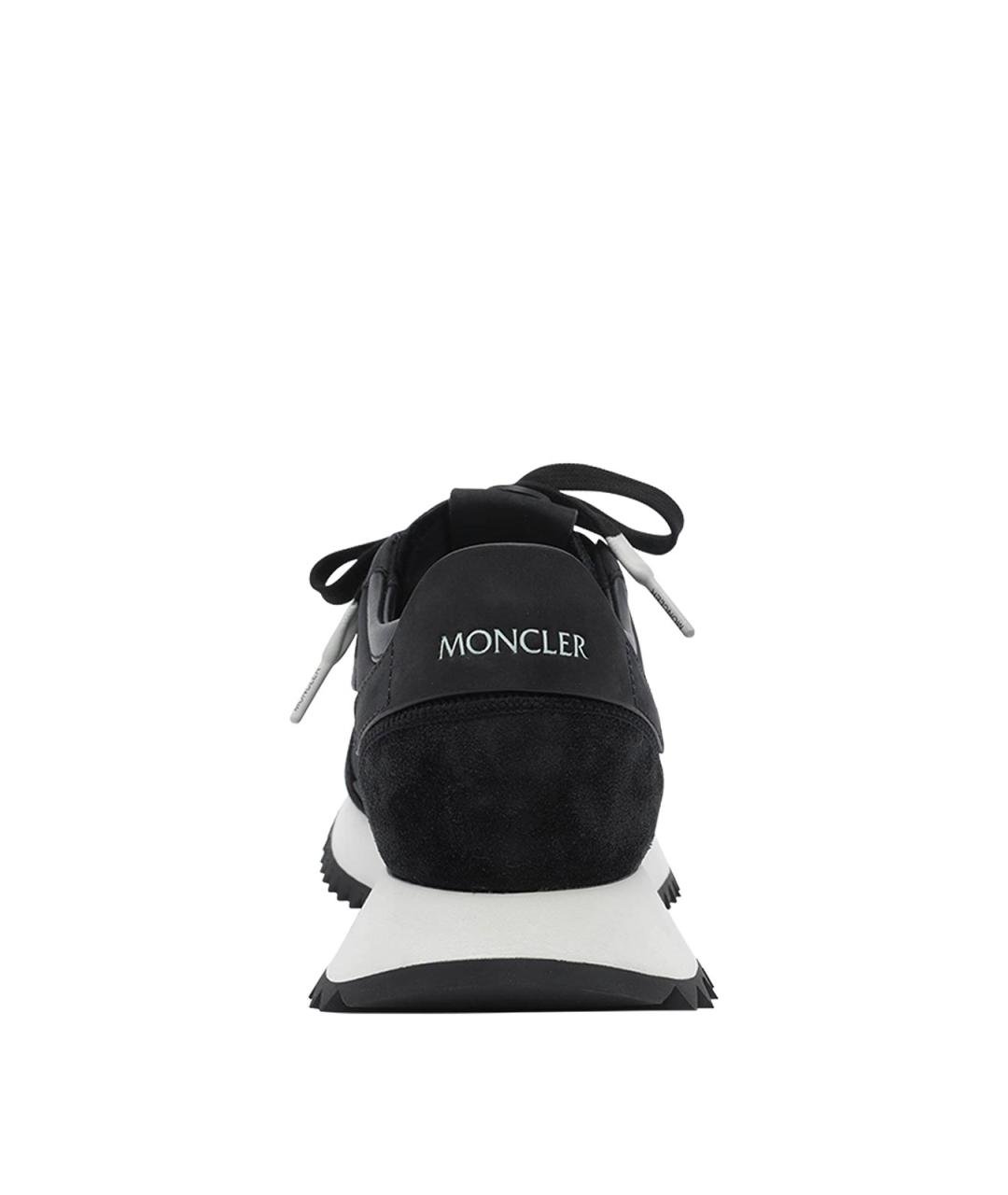 MONCLER Черные замшевые низкие кроссовки / кеды, фото 4