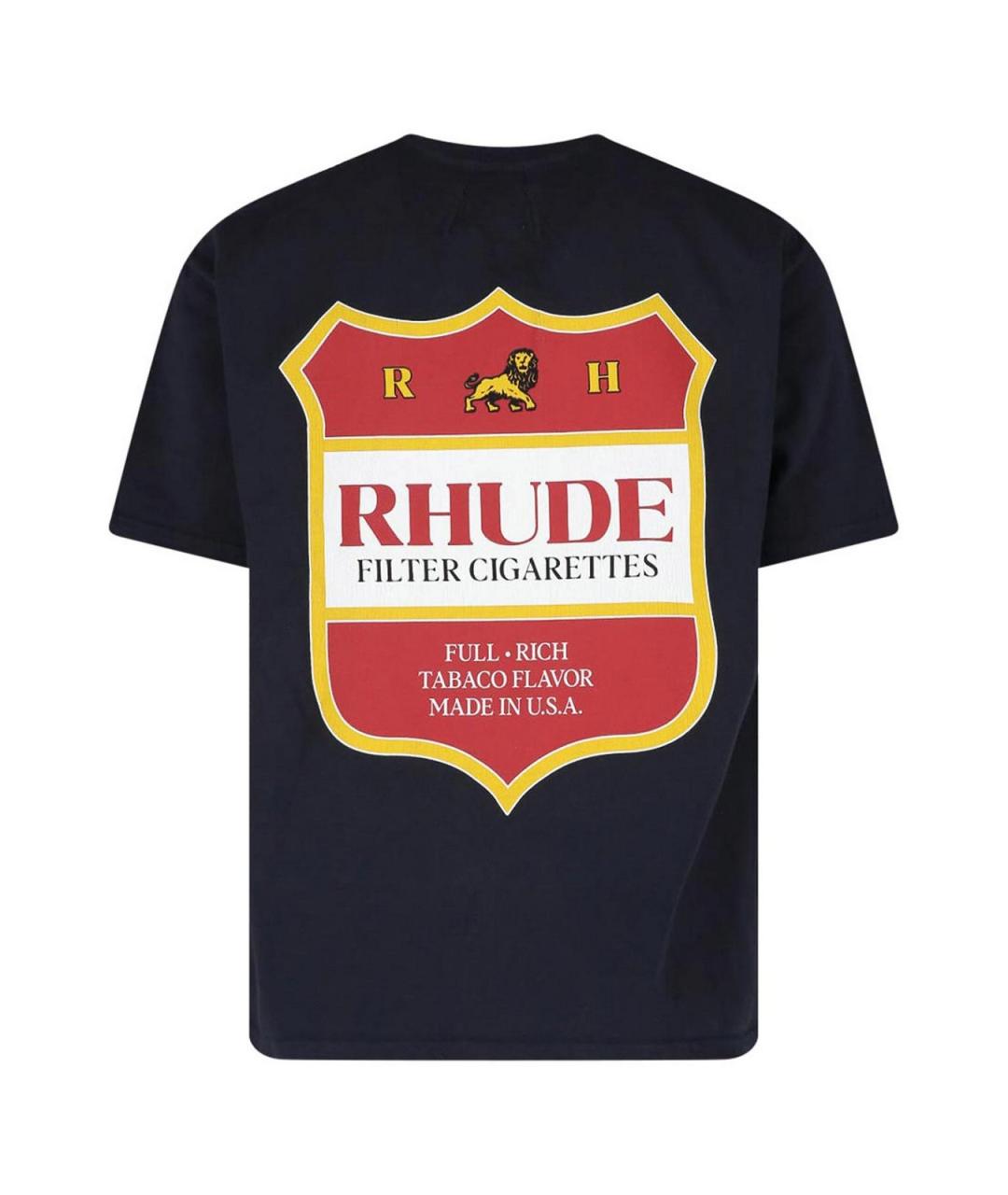 RHUDE Черная хлопковая футболка, фото 2