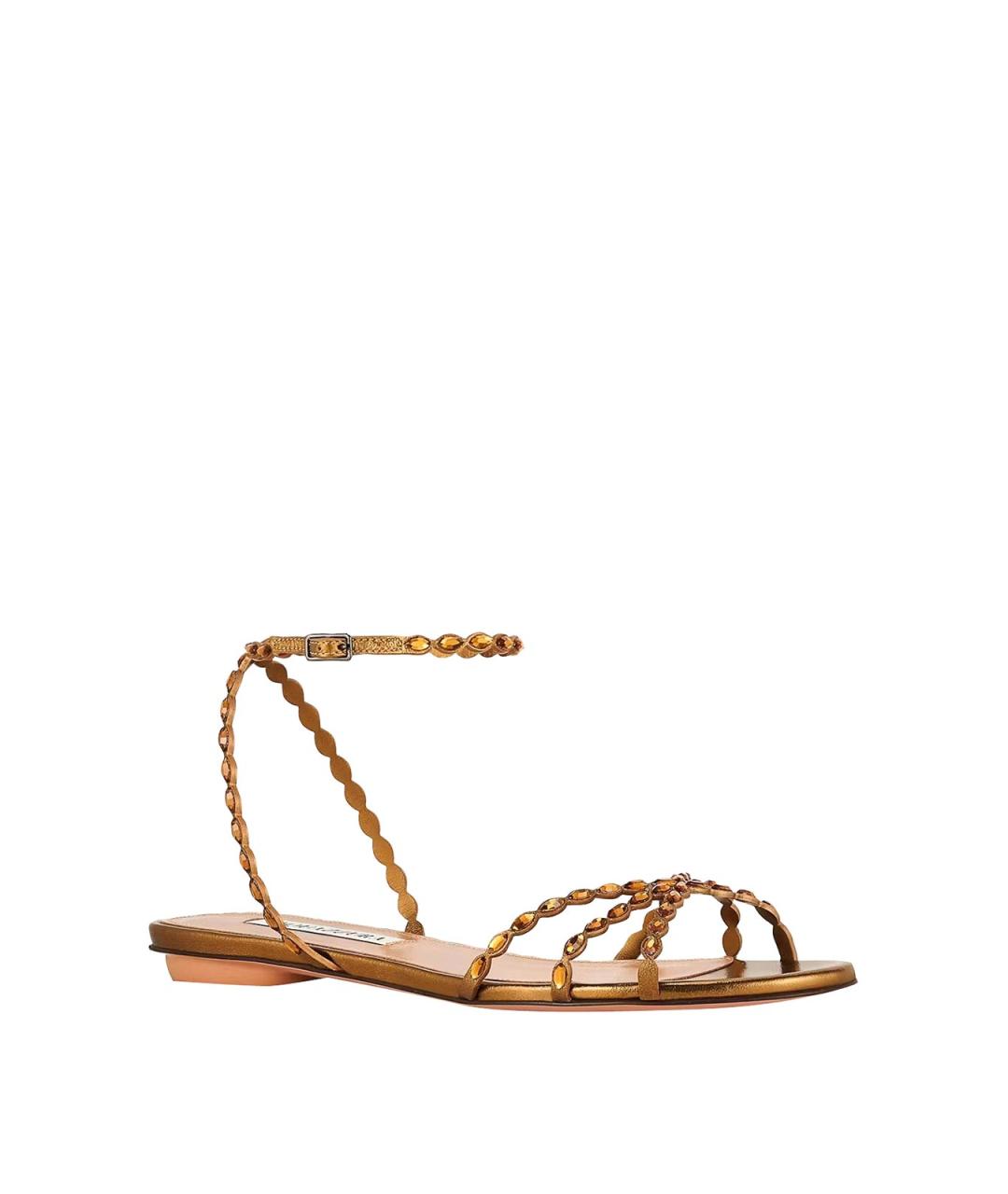 AQUAZZURA Коричневые кожаные босоножки, фото 2