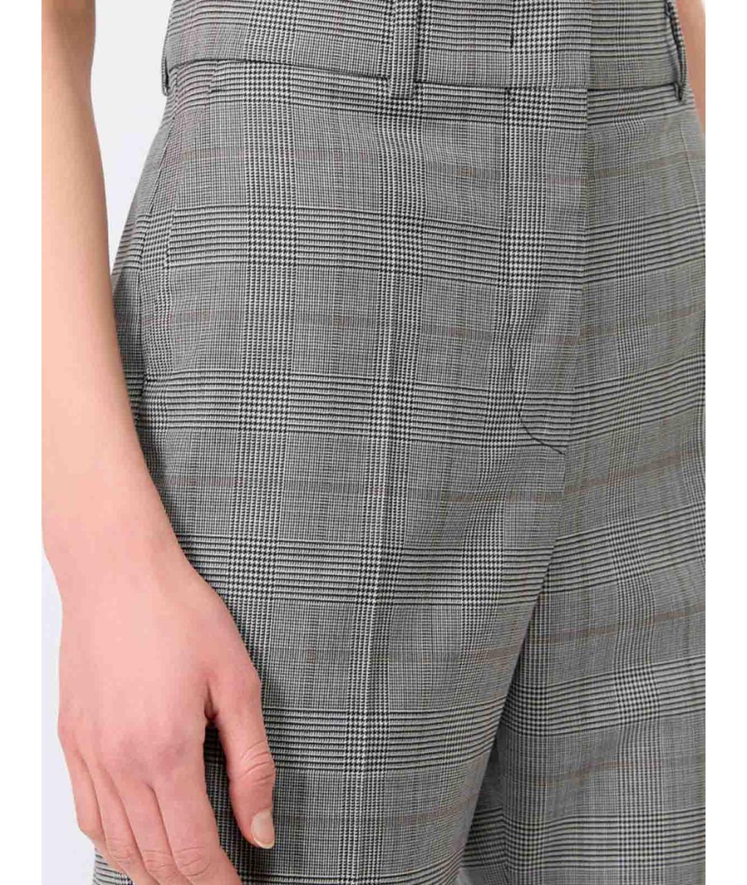 SPORTMAX Серые шерстяные прямые брюки, фото 5