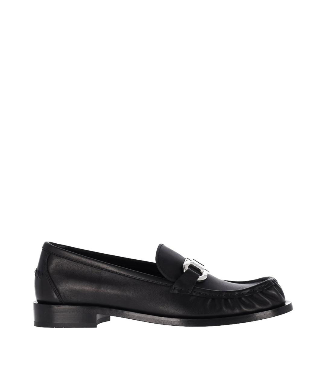 FERRAGAMO Черные кожаные лоферы, фото 1
