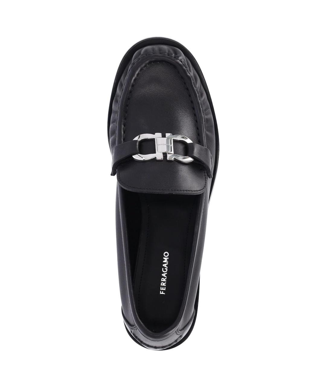 FERRAGAMO Черные кожаные лоферы, фото 5