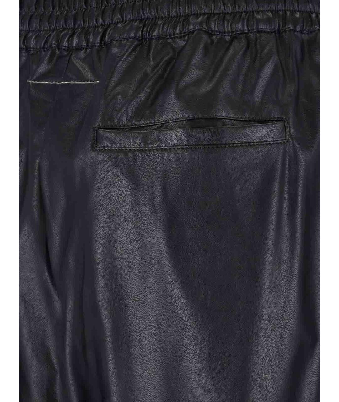MM6 MAISON MARGIELA Черные кожаные прямые брюки, фото 4