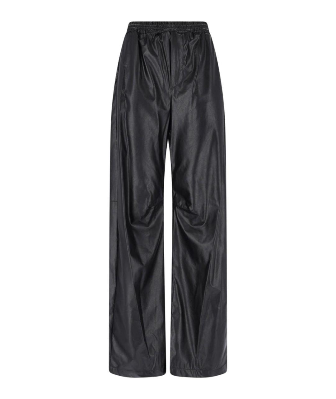 MM6 MAISON MARGIELA Черные кожаные прямые брюки, фото 1