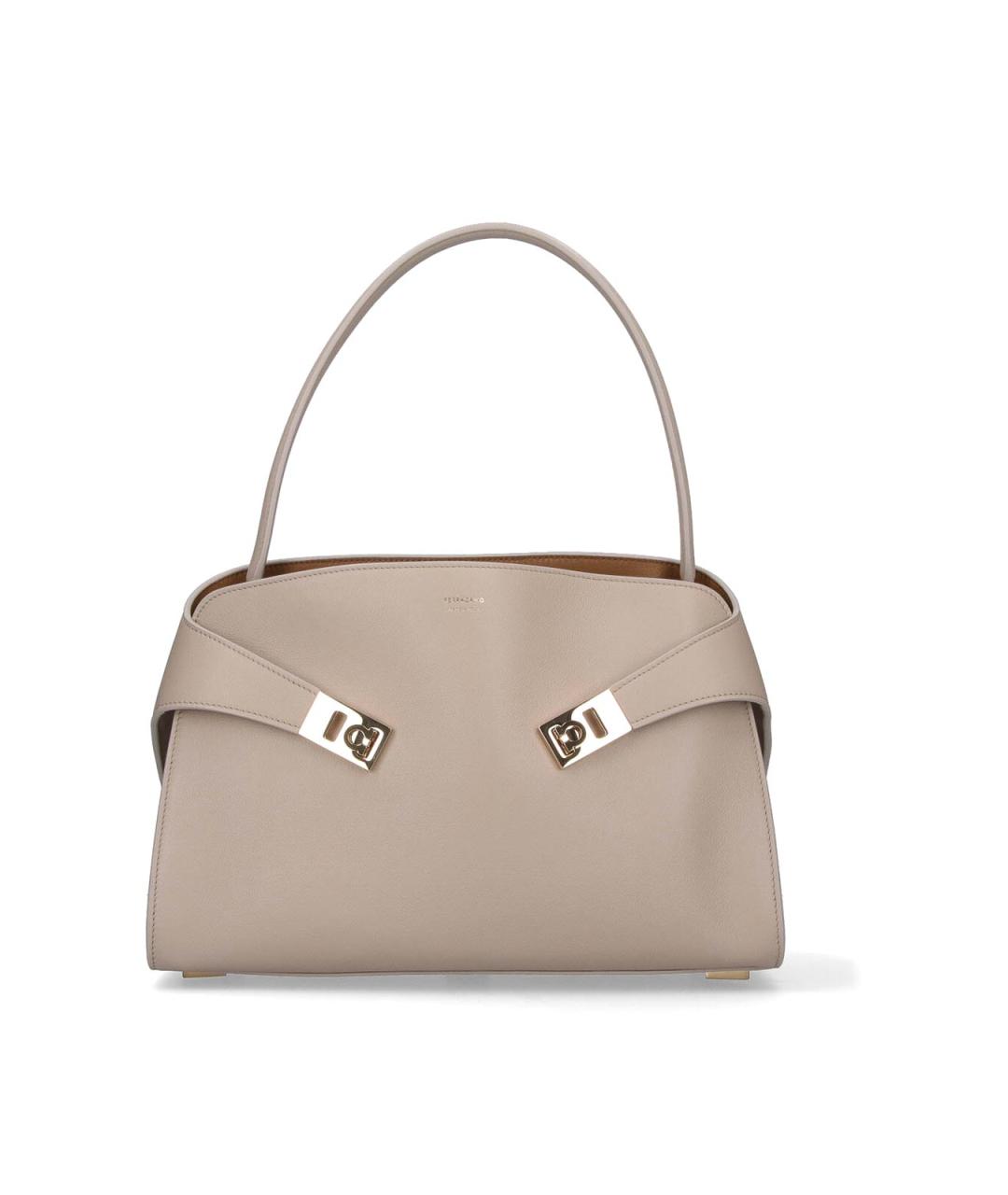 FERRAGAMO Бежевая кожаная сумка тоут, фото 1