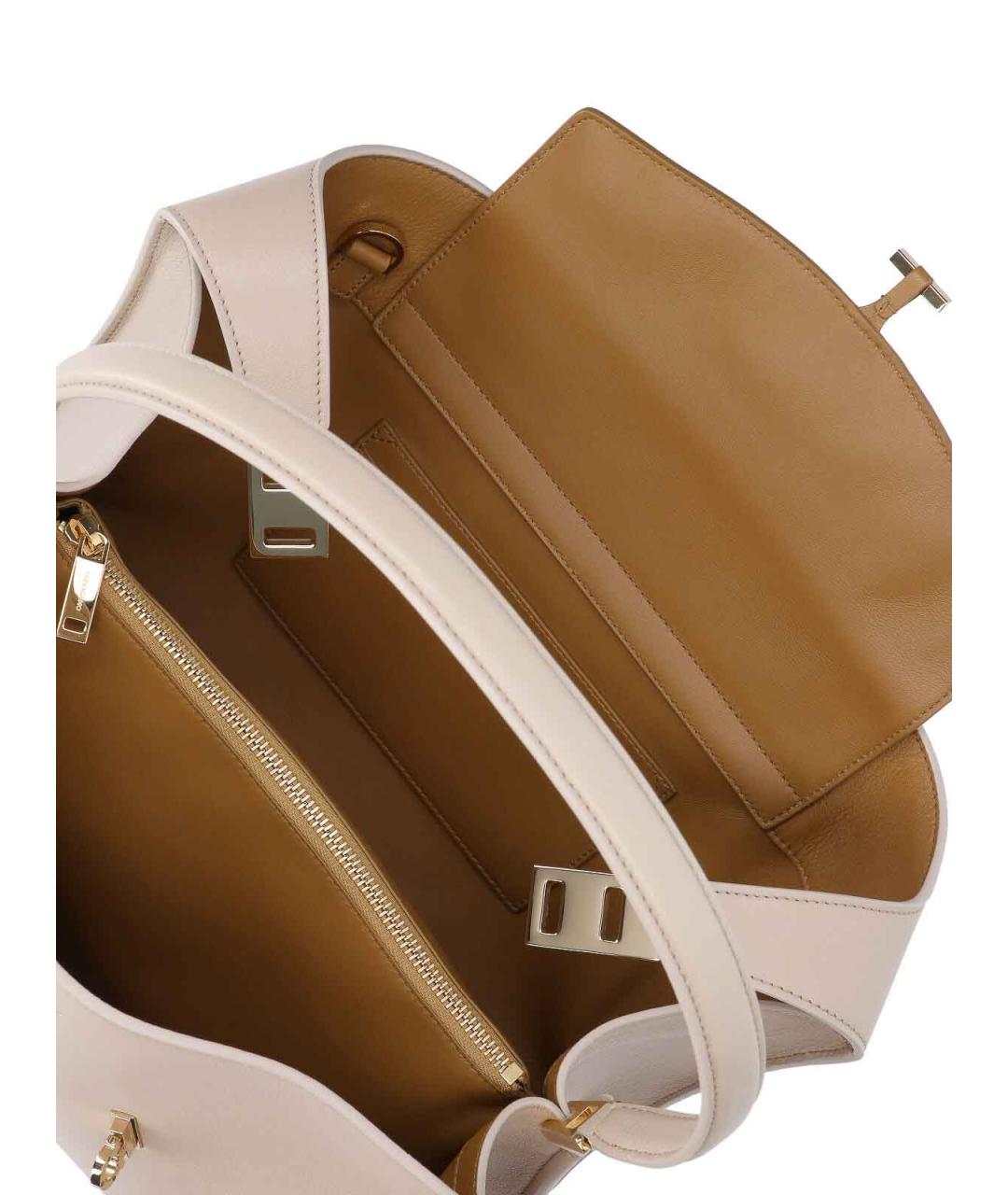 FERRAGAMO Бежевая кожаная сумка тоут, фото 4