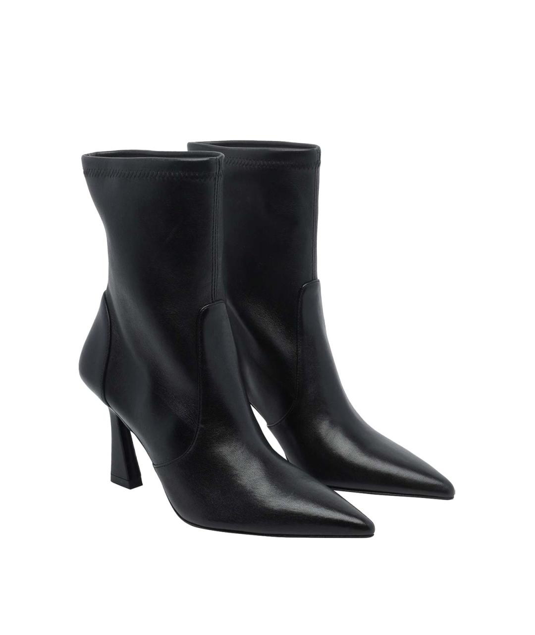 STUART WEITZMAN Черные кожаные ботильоны, фото 2
